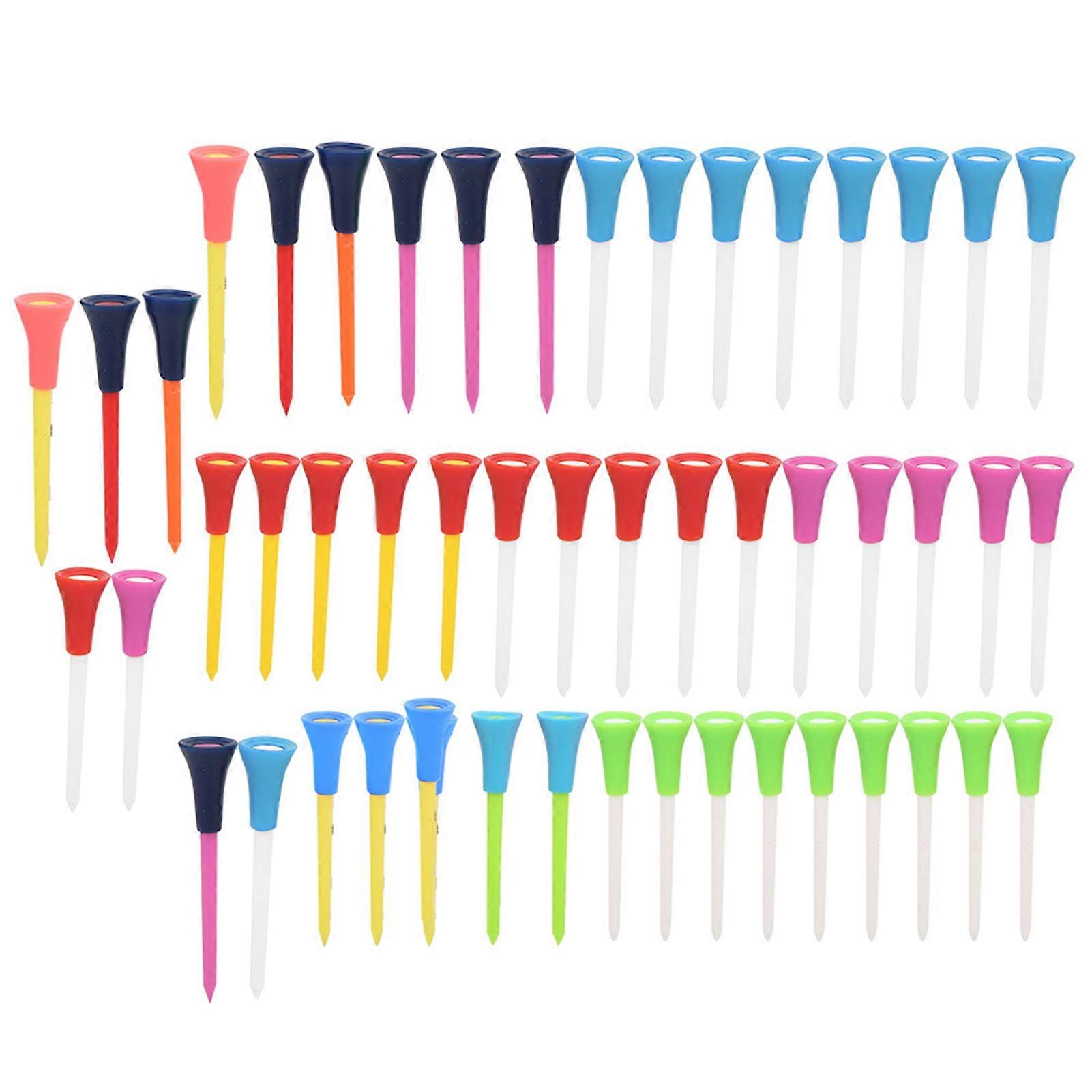 50 Pcs Colorful Golf Tees Soft Silicone Durable Non-toxic Double Layer Eco-Friendly 83mm