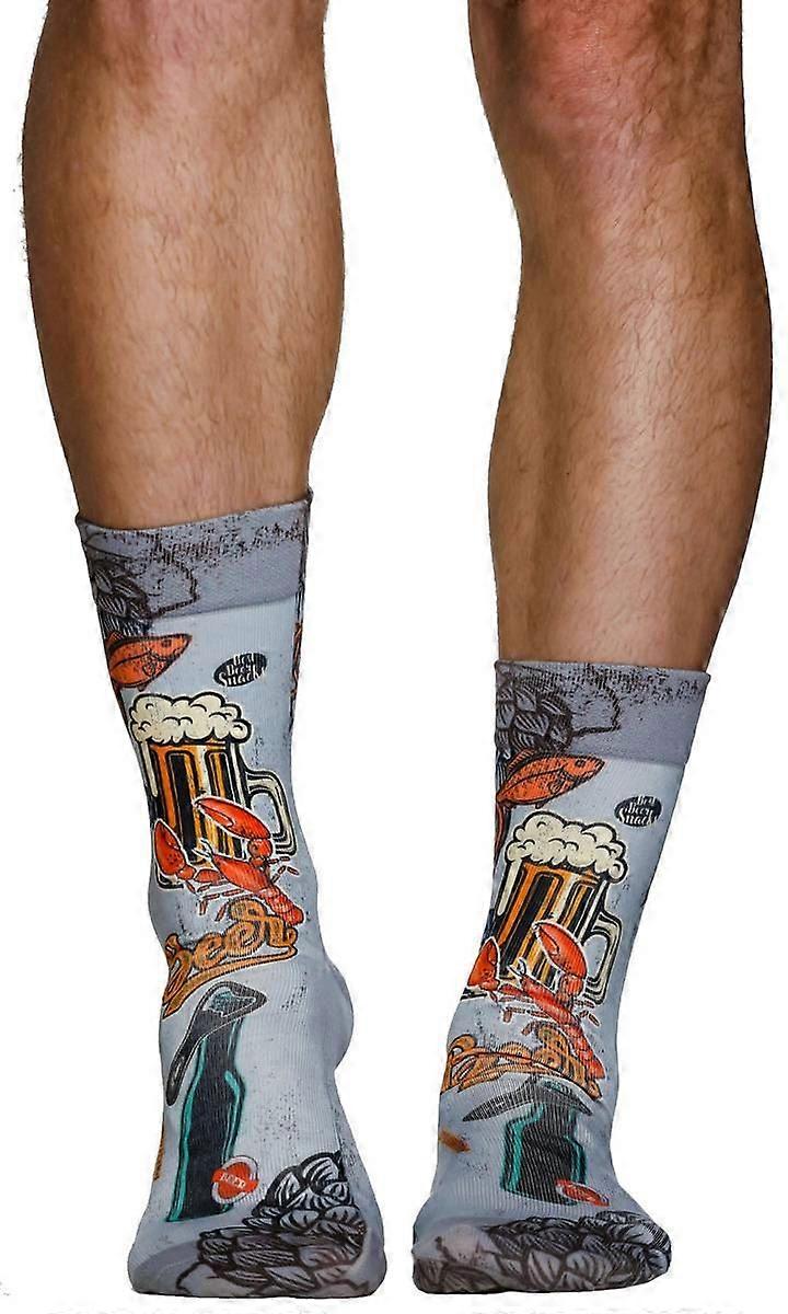 Wigglesteps Retro Beer Socks - Grey/Orange/Red