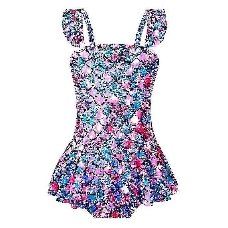 여아 물고기 비늘 프린트 원피스 수영복 민소매 등받이가 없는 바디수트 Sweimwear 서핑 수영장 해변 우물