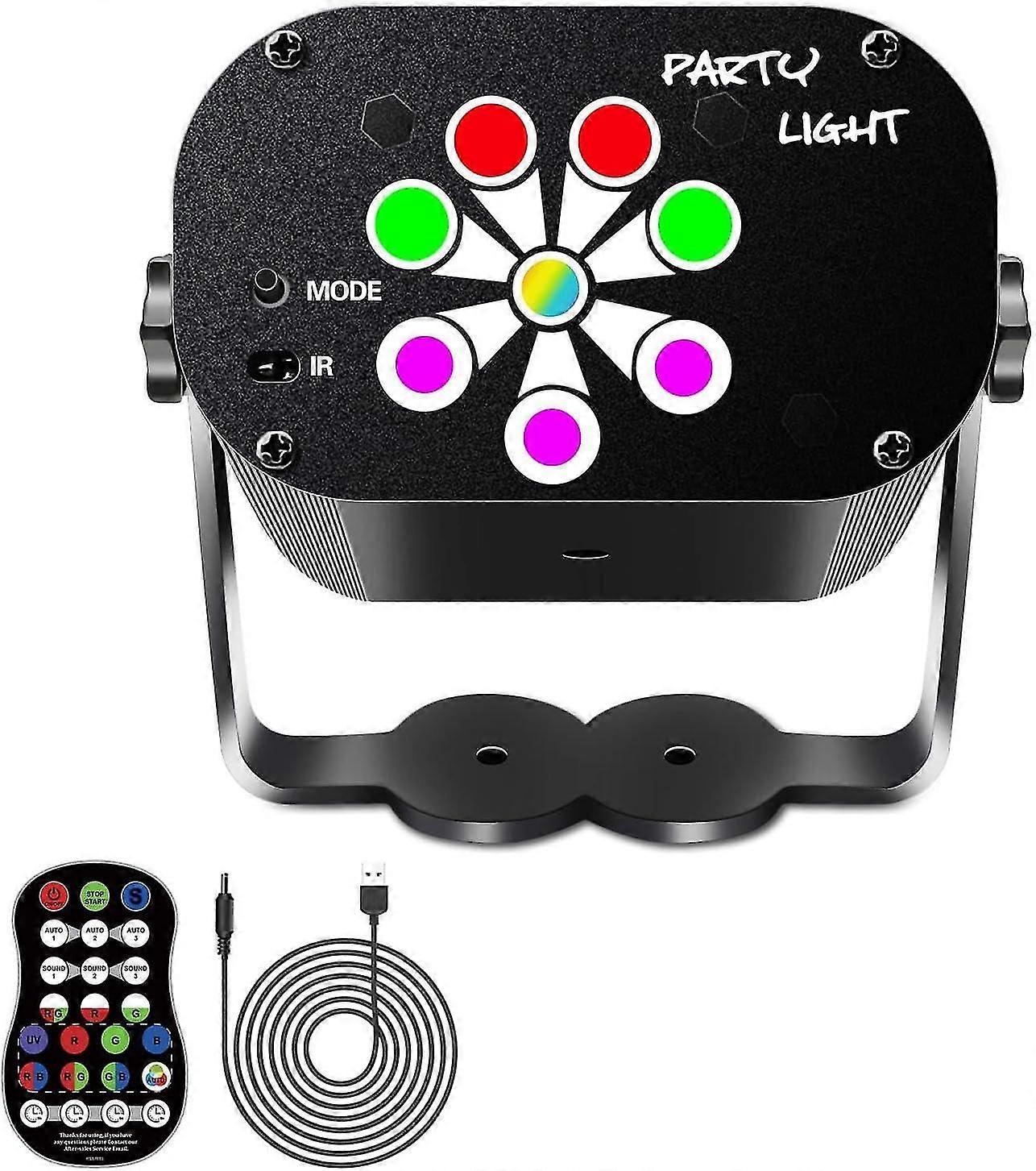 LED Party Light Sound Activated Disco Light with Remote Control RGB DJ Light UV Stage Lighting for G