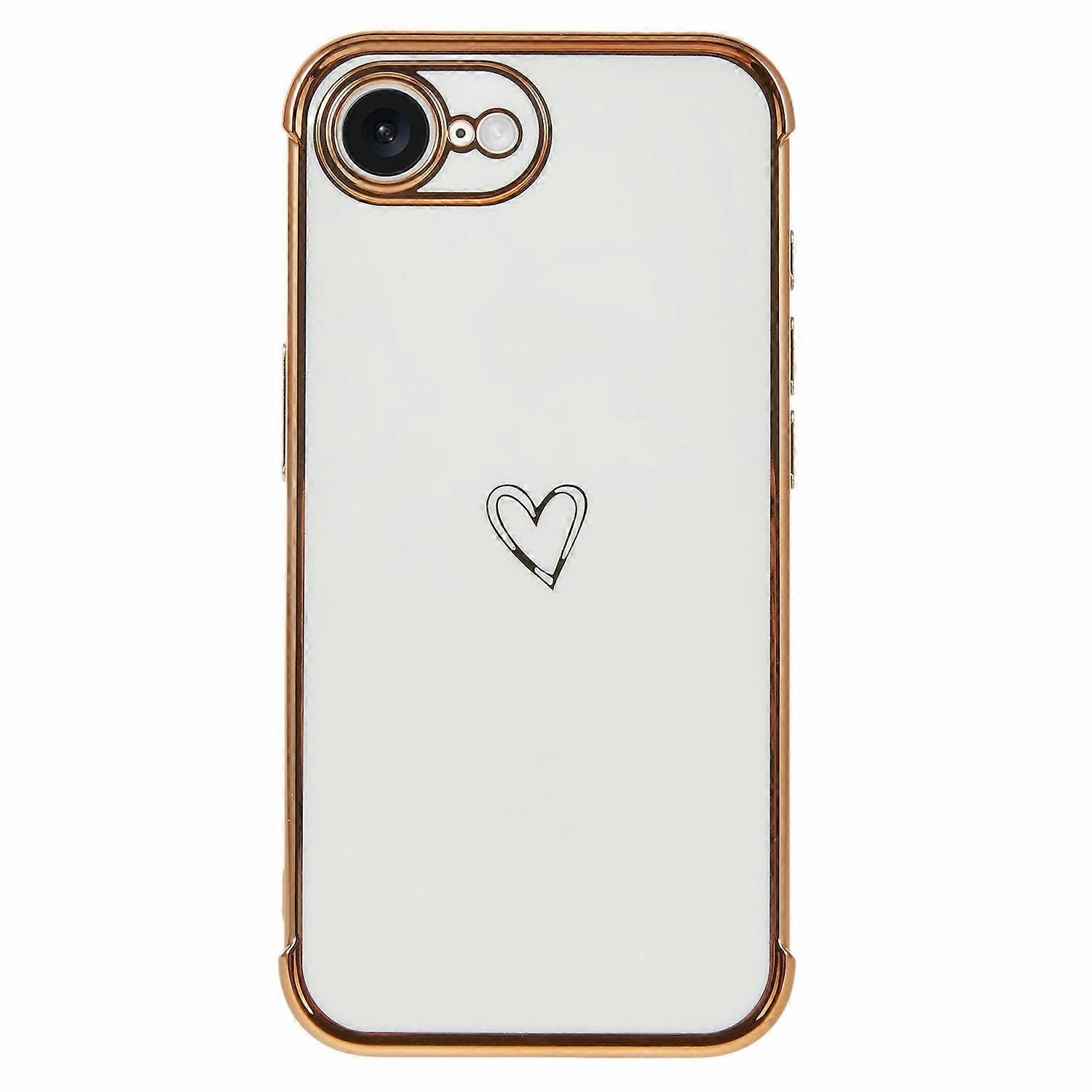 For iPhone 16e Case Love Heart Pattern TPU Phone Cover Electroplating Edge
