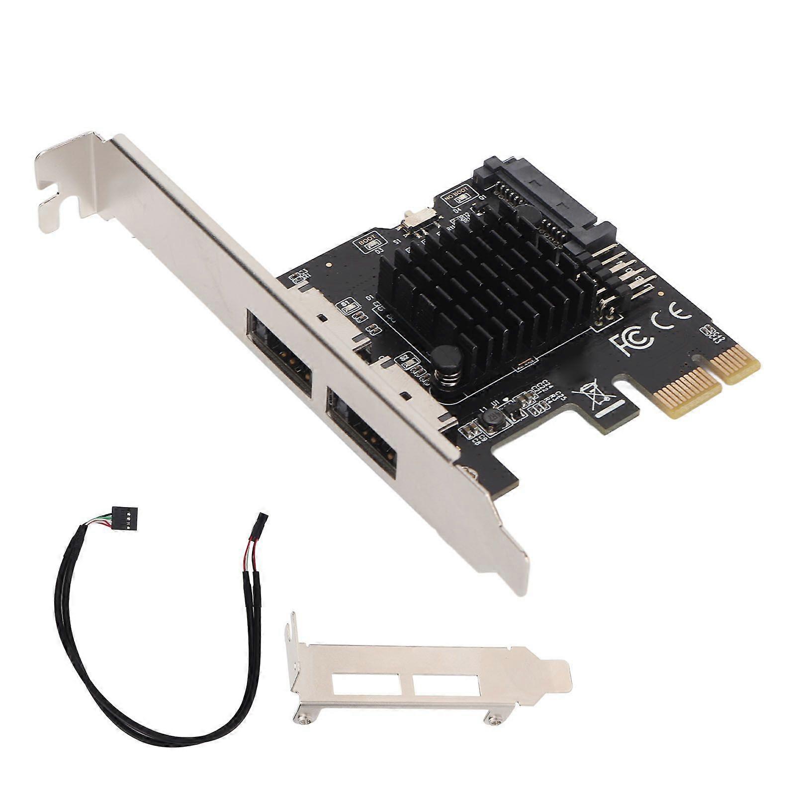 PCIE to Power ESATA Expansion Card 2 Port 6.0Gbps Support Hot Swap Plug and Play PCI Express SATA Card for Desktop