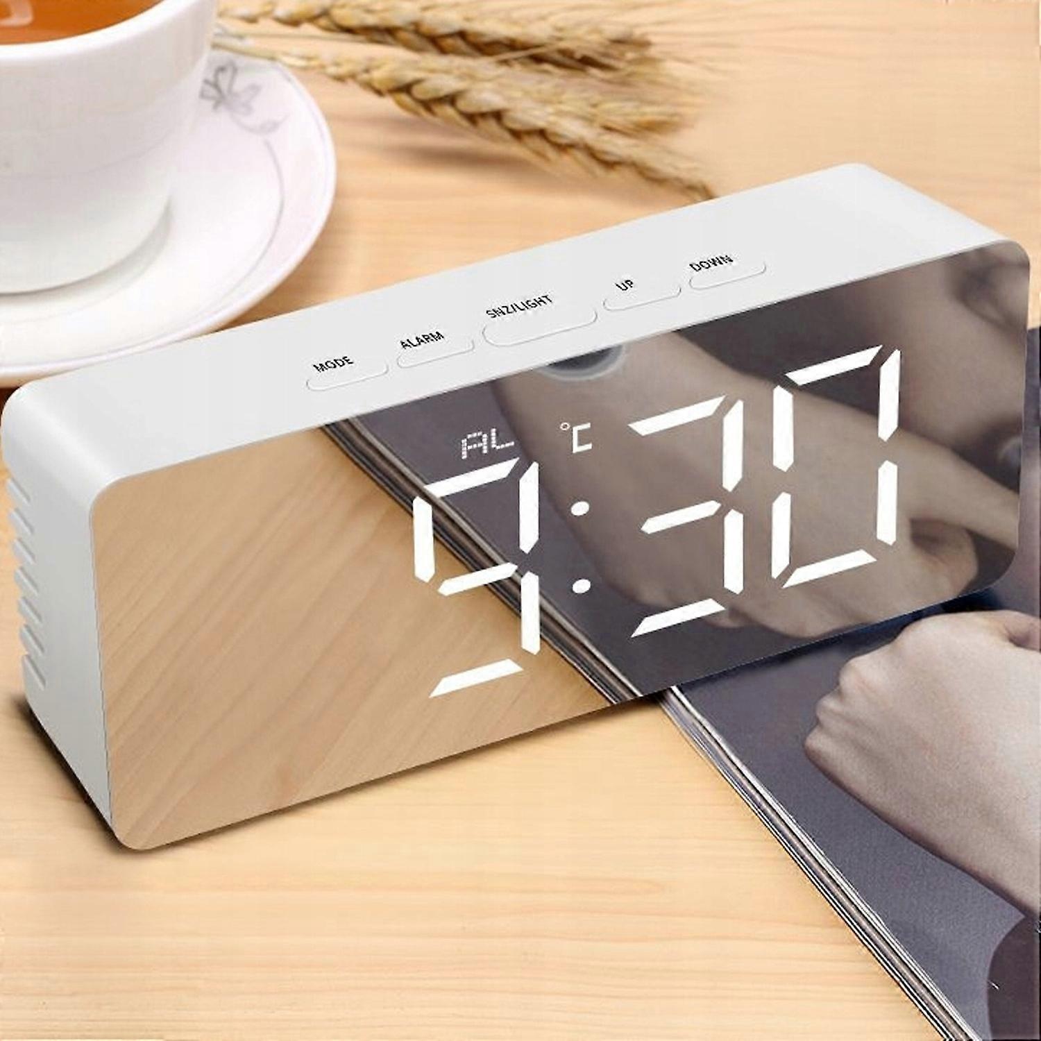 Large Alarm Clock Electronic Led Digital Mirror Modern Standing Thermometer