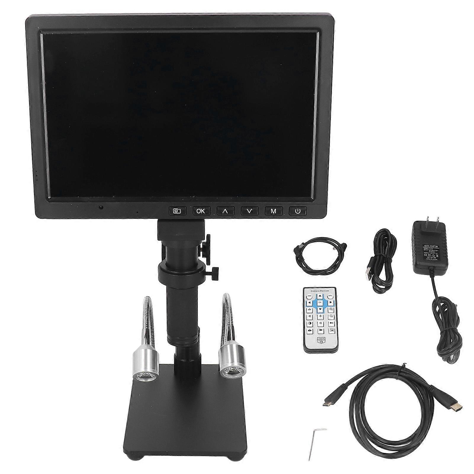 LCD Digital 10.1 Inch 16MP 1080P Video Microscope with 150X C Mounting Lens LED Lamp Metal Bracket 100‑240V