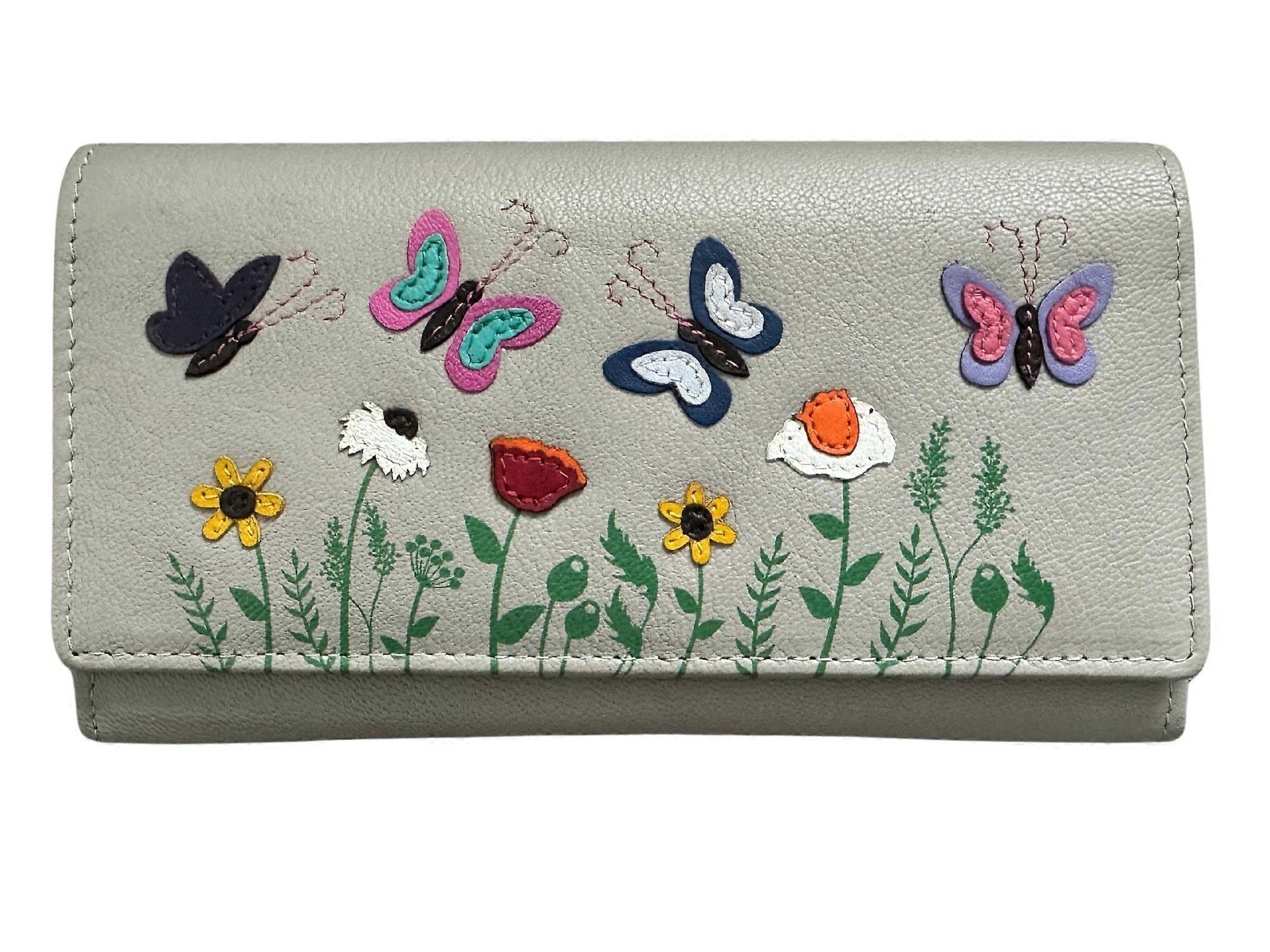 Soft Leather Butterflies Flowers Ladies Matinee Bees Purse