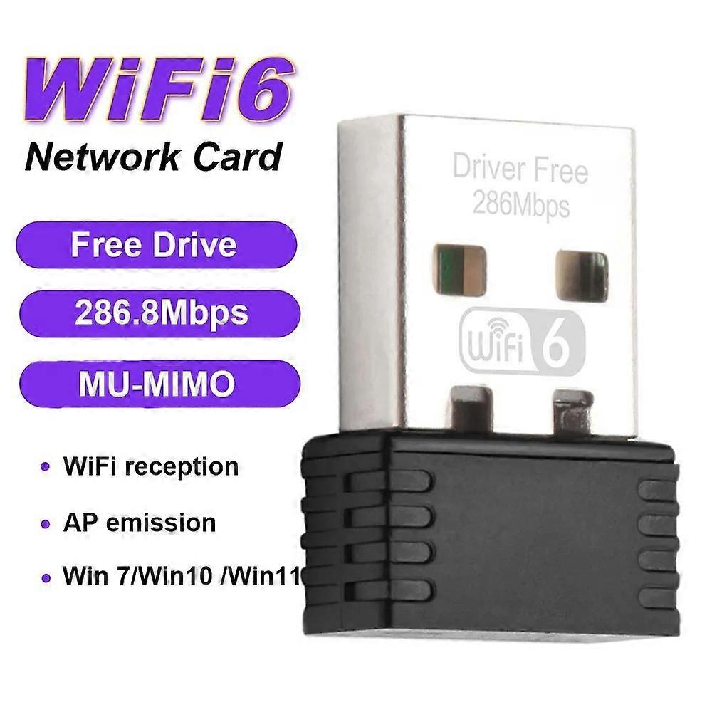 Mini USB WIFI 6 Dongle Network Card 2.4GHz Wi-Fi Lan Adapter Driver Free For PC Laptop Windows 7 10 (Options 300M-RTL8811)