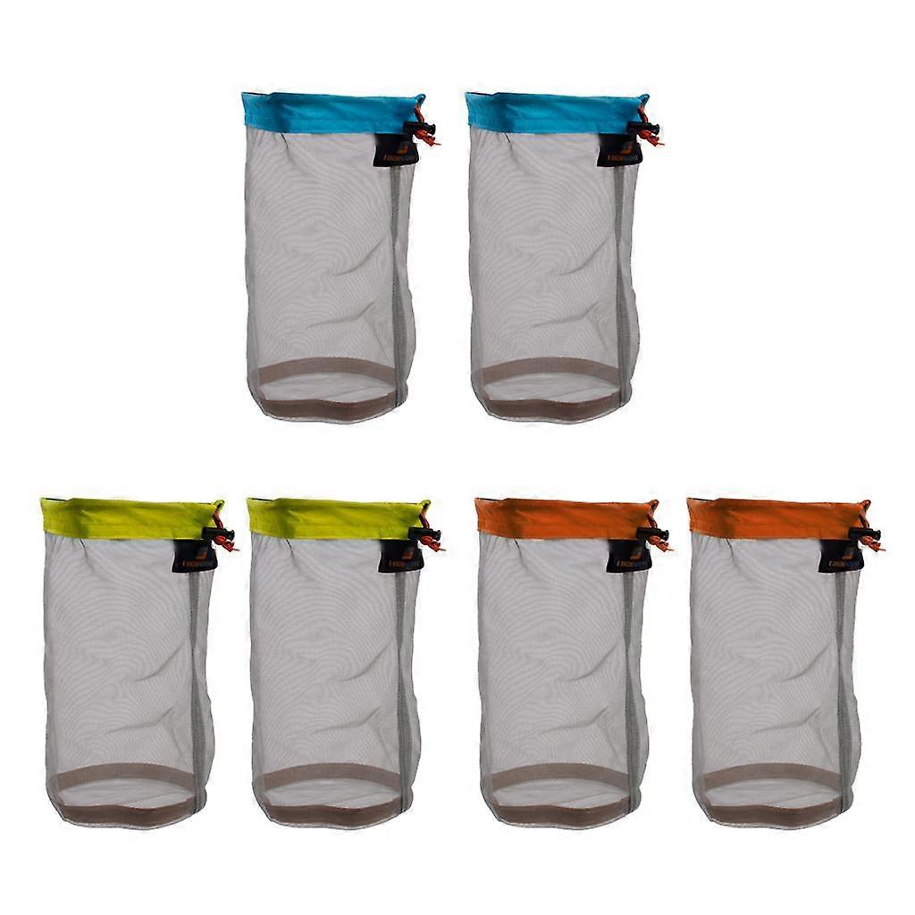 6 st Light Mesh Stuff Förvaringsväska Förvaringsväska Sover för Tavel Camping