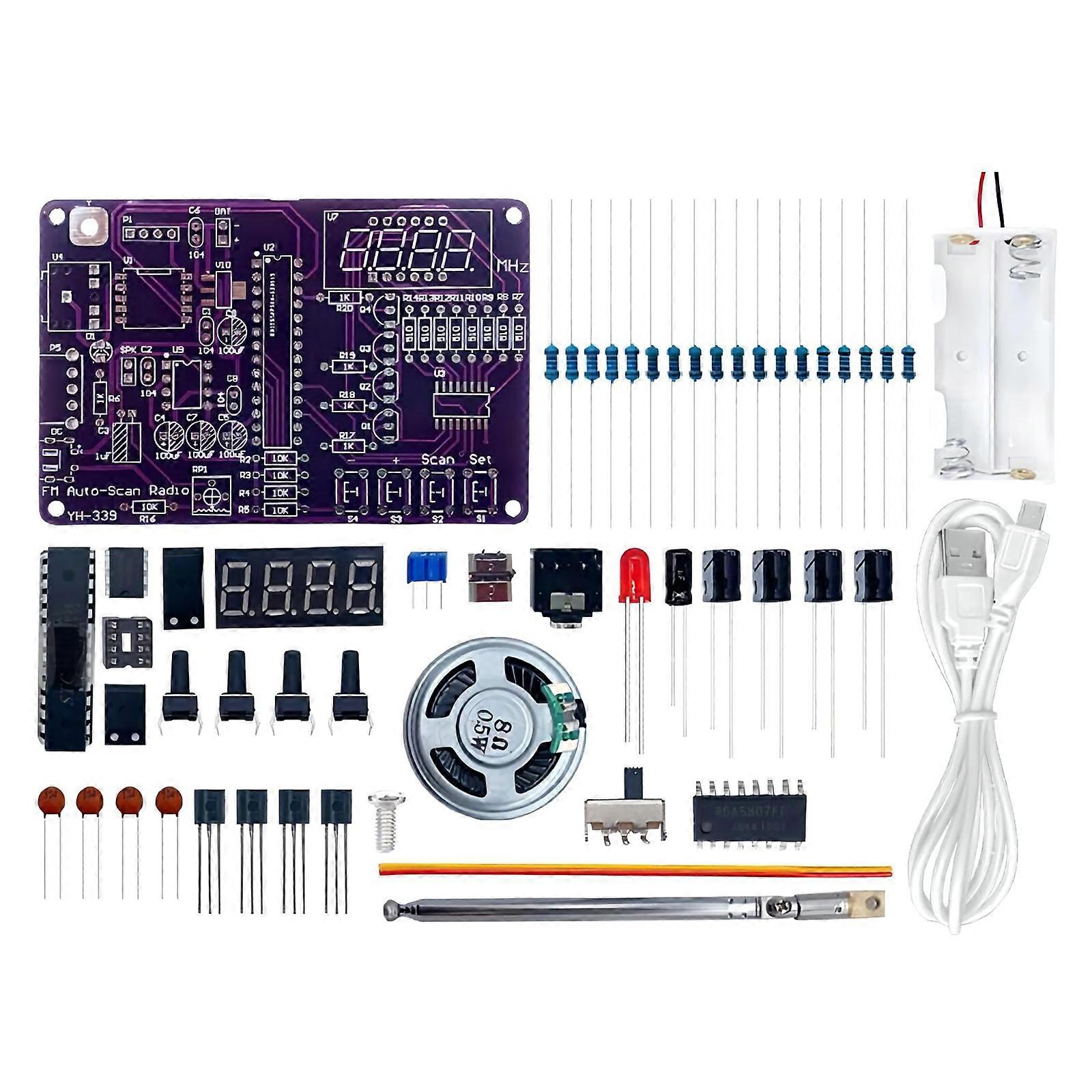 FṂ Radio Kit DIY Soldering Project Digital Display AdjustableFṂ Digital Radio Module with Headphones 3.5mm DIY Kit