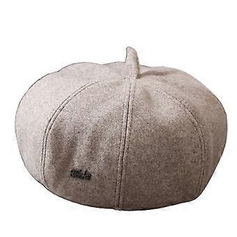 Classic Letter Beret Artist Hat Solid Color Warm Winter Hat for Photo Shooting Wild Painter Hat British Retro for Tide  White