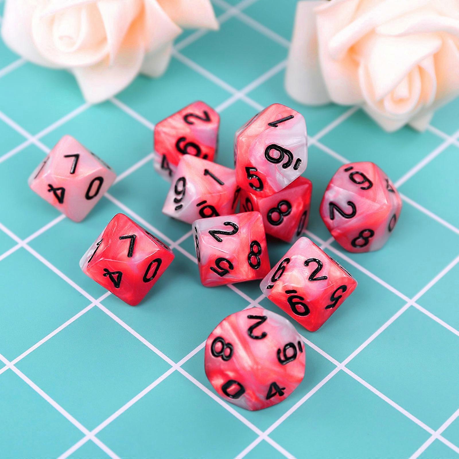 10pcs/set 10 Sided D10 Polyhedral Dices Numbers Dials Desktop Table Board Game  06