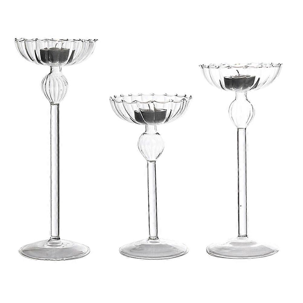 Glass Pedestal Candle Holders, Delicate Design for Festive Atmosphere
