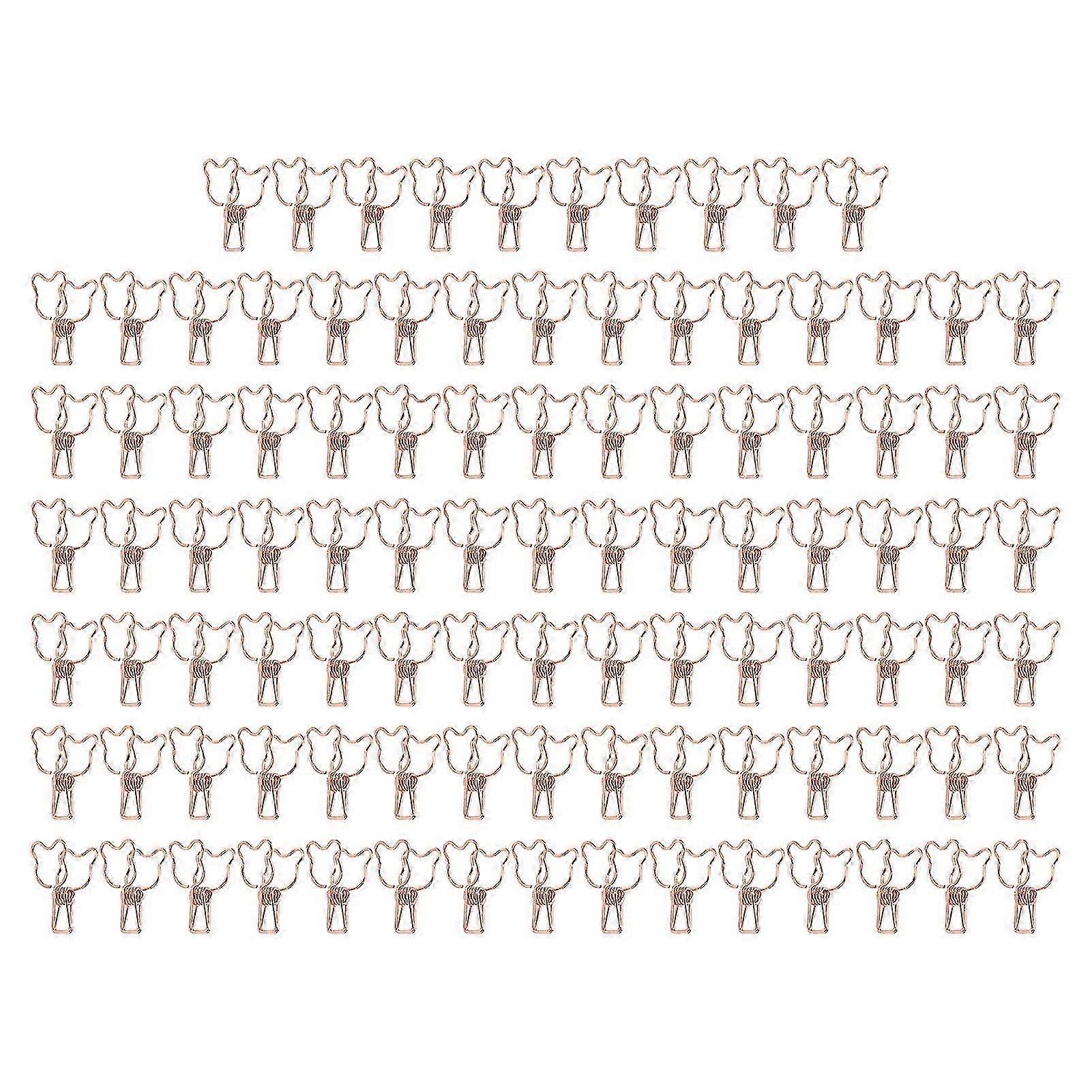 100Pcs Cute Bear Hollow Metal Binder Clips for Office Documents