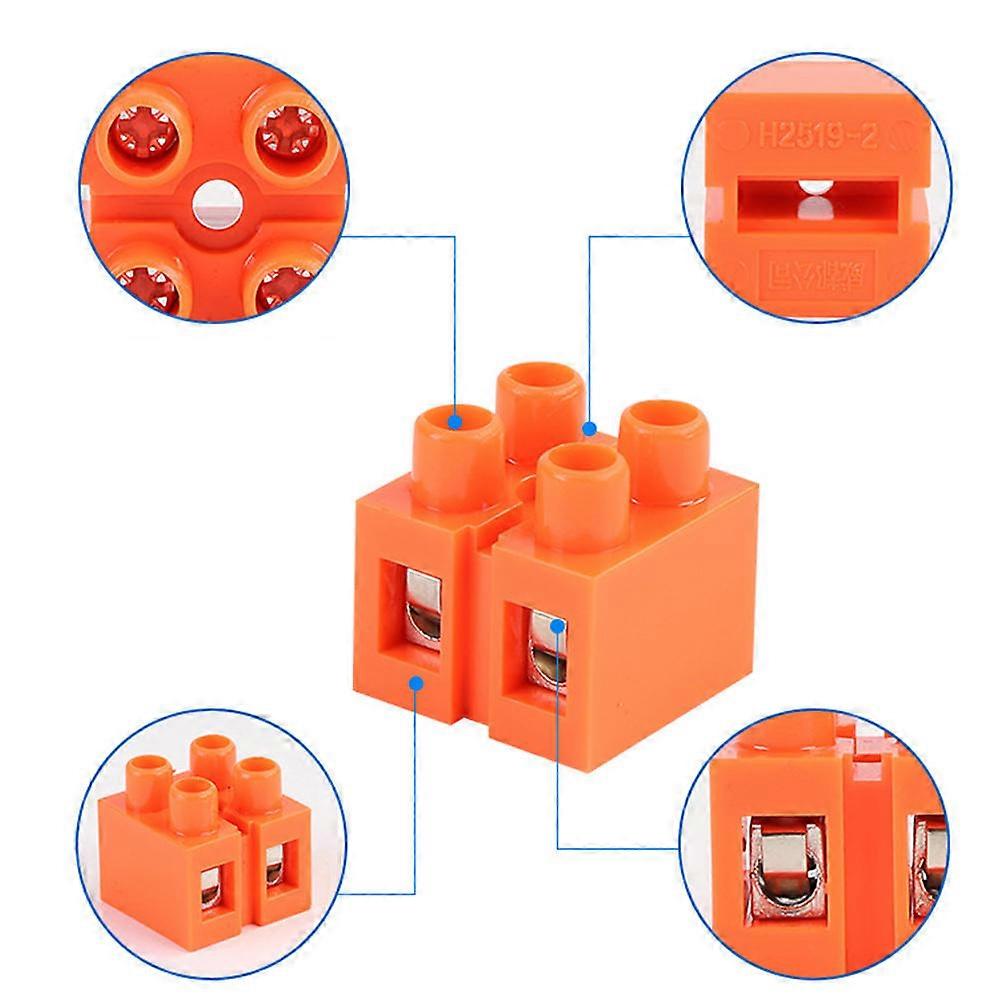 Supply Terminal Block H2519-2 Home Wire Orange 2.1 x 2.1 x 2.1 Cm Dual Row 10Pcs