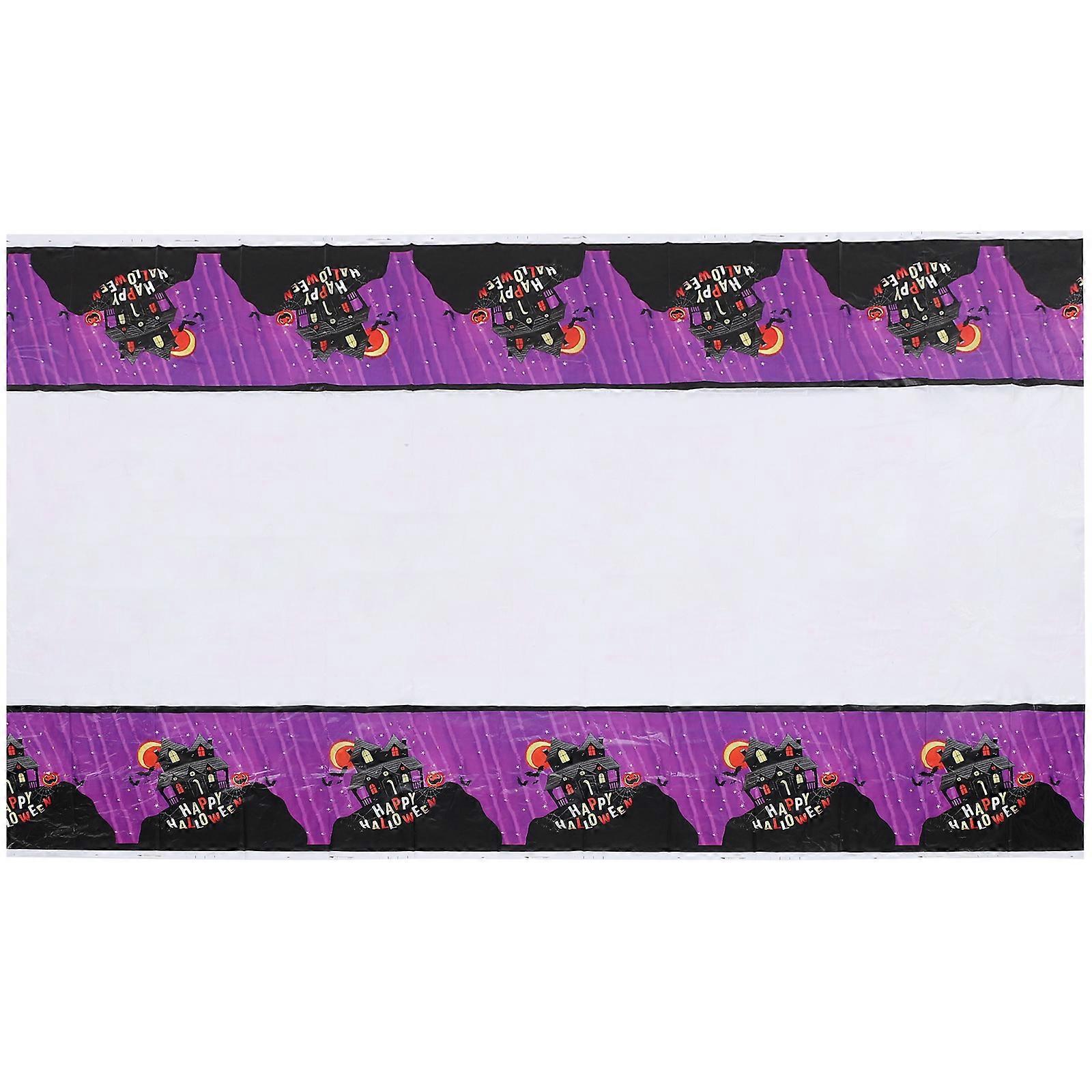 Decorative Table Cloth Disposable Halloween Tablecloth Rectangular Purple 220X130CM Waterproof 1Pack