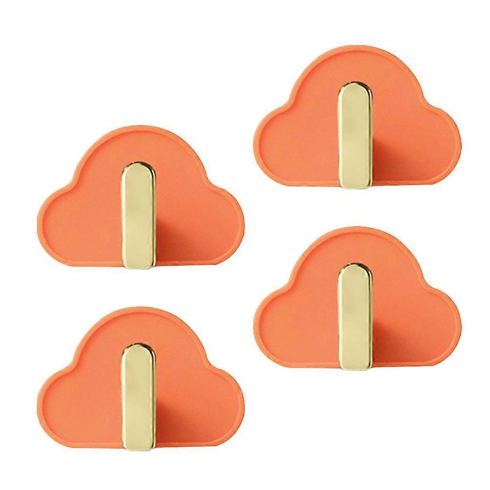 4pcs Shaped ABS Hooks, Strong Adhesive Wall Mounted Hat Bag Key Hooks for Kitchen Bathroom Bedroom (No Drilling)