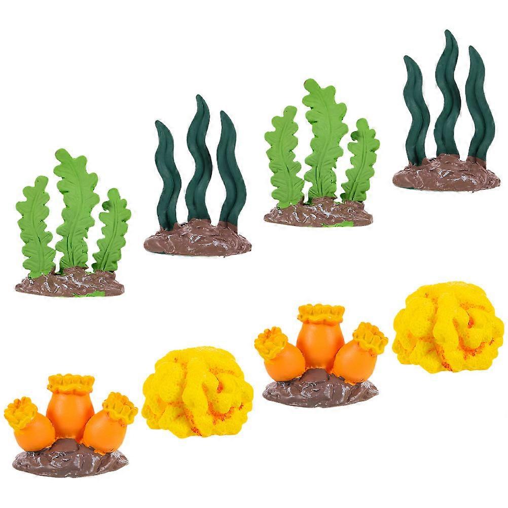 Fish Tank Landscape Decoration Simulation Coral Pond Aquarium Decoration Wear-Resistant Assorted .00X3.00X2.90CM 8Pcs