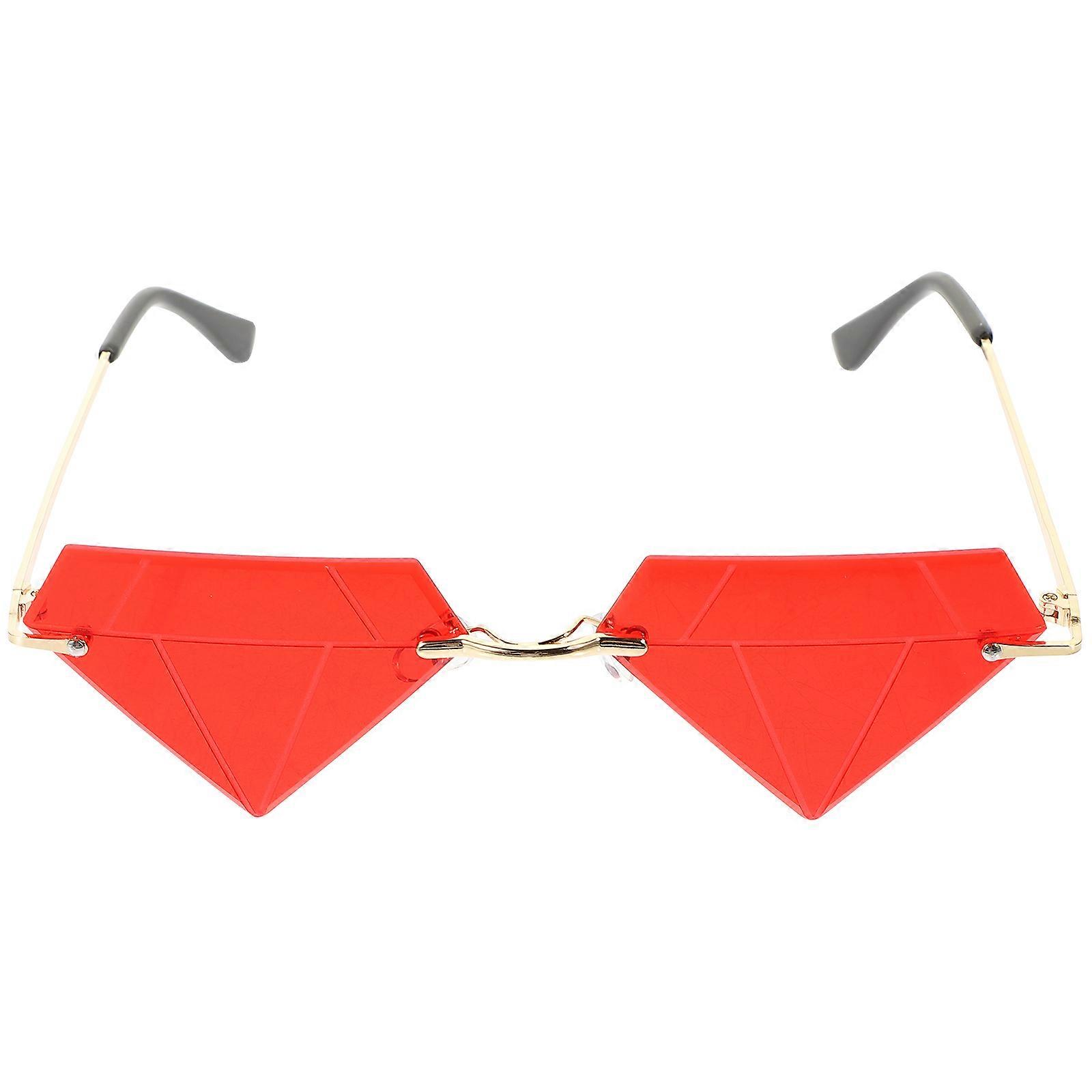 Rimless Sunglasses Diamond Shaped Frameless Beach Party Accessory Retro Style Assorted Color Protection 1 Pair