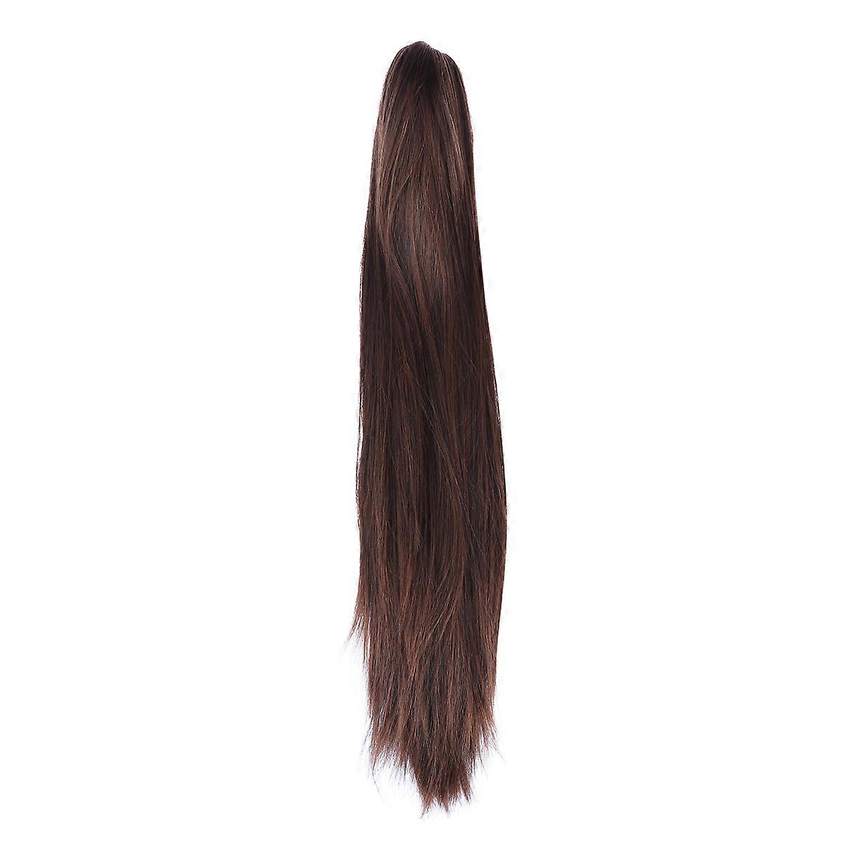 Synthetic Wigs Straight Ponytail Hairpiece Jaws Clamp Light Brown Daily Use Accessory 64x8x3cm 1Pcs