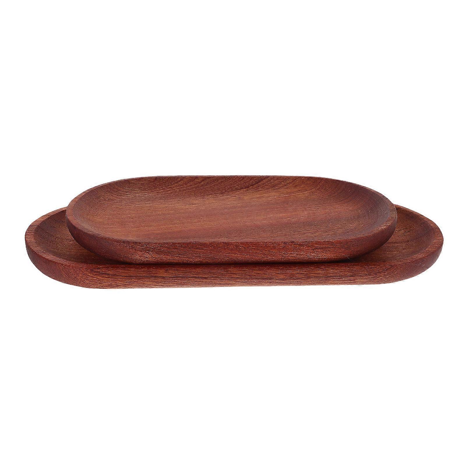 Wooden Dessert Tray Minimalist Japanese Design For Fruits Snacks Bread Home Users Brown 23.00X10.00X1.50CM Serving Bread 2Pcs