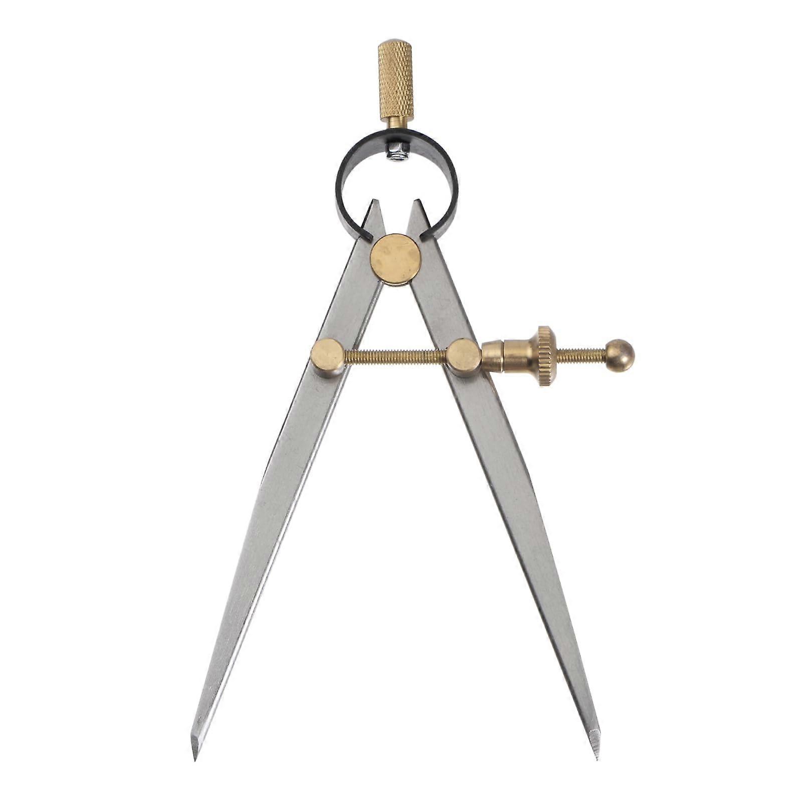 Spring Joint Thrust Caliper 5 Inch Carbon Steel Push Gauge with Brass Pivot Point for Metalworking, Flat Legs
