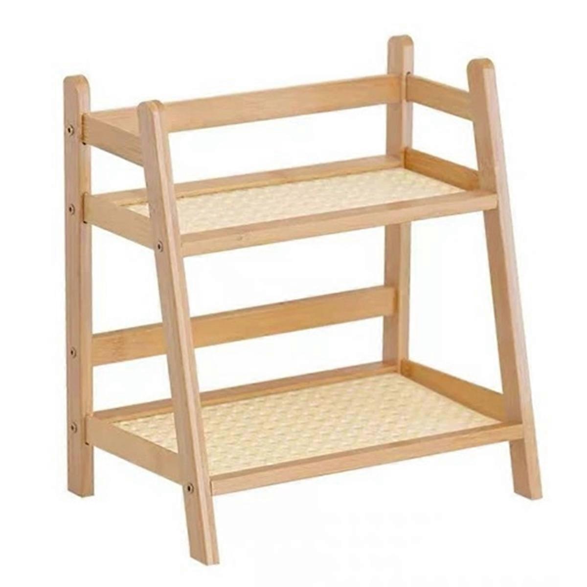 Wooden Storage Shelf,2-Tier Desktop Organizer-Multi-Use Display Rack