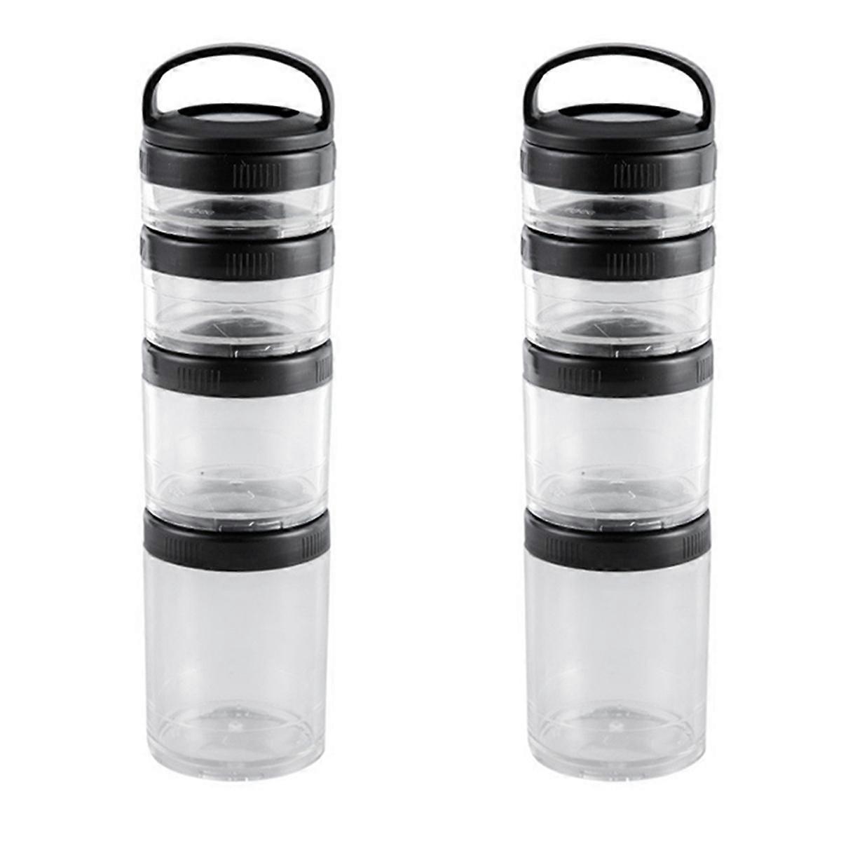 4 Stackable Snack Cups for School and Travel Transparent Black