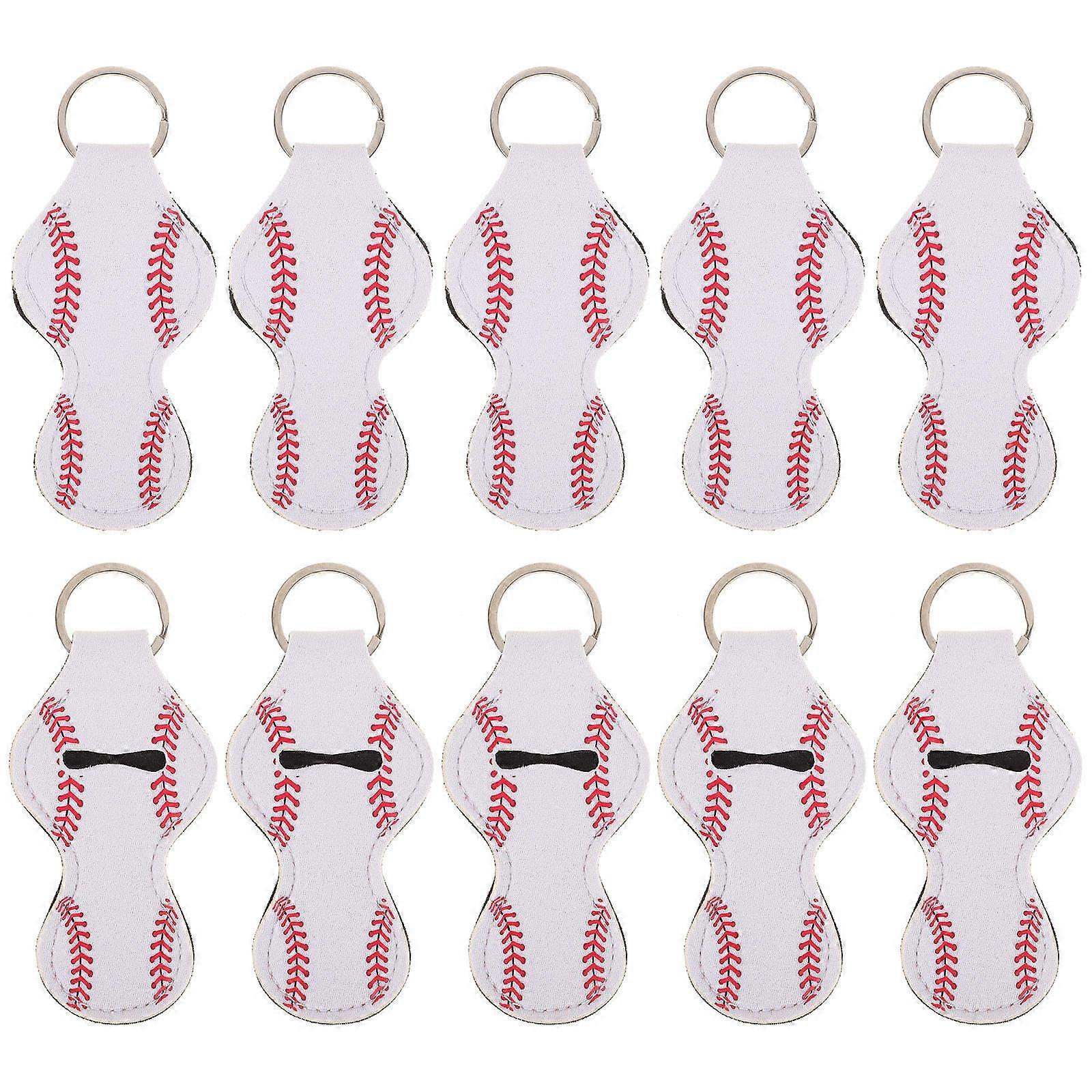 Portable Lipstick Keychain Creative Lipstick Holder Baseball Styling White Small 10Pack