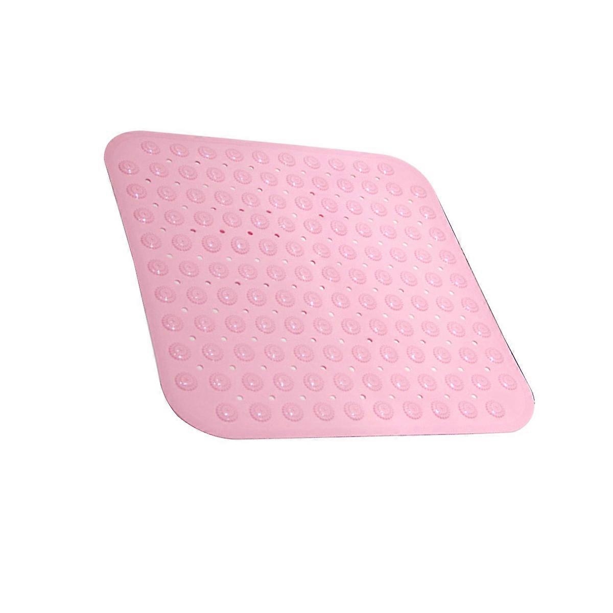 Pvc Rubber Bath Mat Non-Slip Pink Rectangular Shape With Suction Cups Water Circulation 1Pack