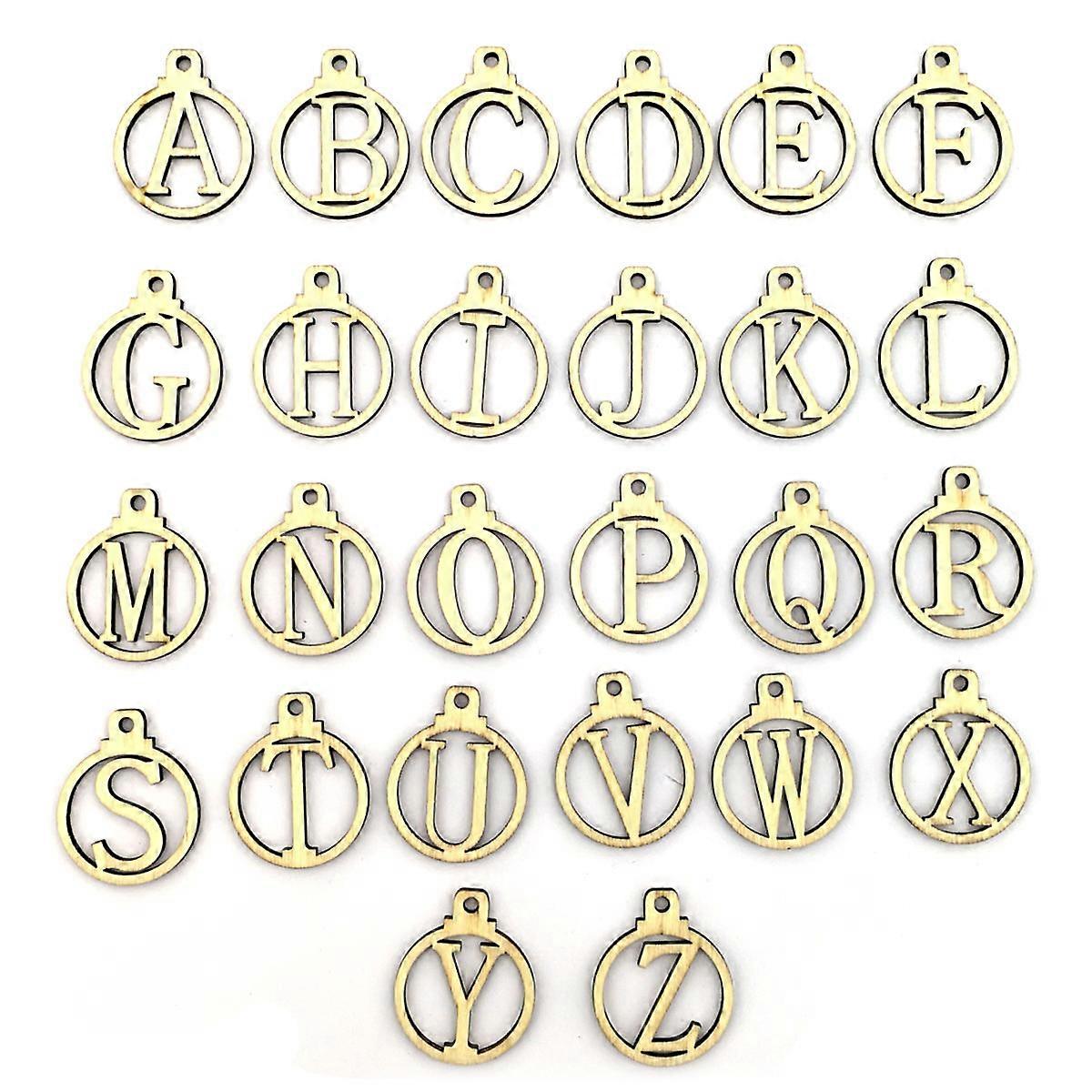 Labeling Wooden A-Z Name Surname Round Tag For Doll House Displays 3.5 X 4.3Cm 26 Tags