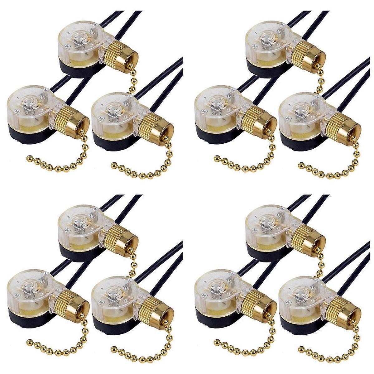 3Pack Ceiling Fan Light Switch ZE-109 Fan Switch (Brass)