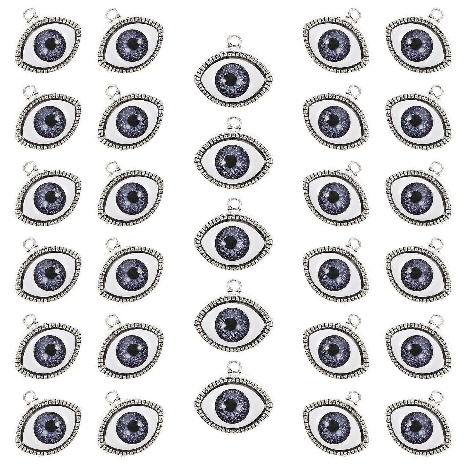 Alloy Pendants Evil Eye Pendant Charms Round Edge For Diy Projects 20Pcs