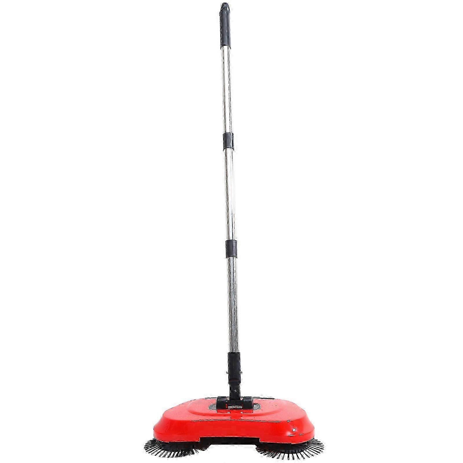 Multi-function 3 in 1 Household Cleaning Lazy Hand Push Sweeper Broom Dustpan Trash Bin 360 Rotating Mop (Red)
