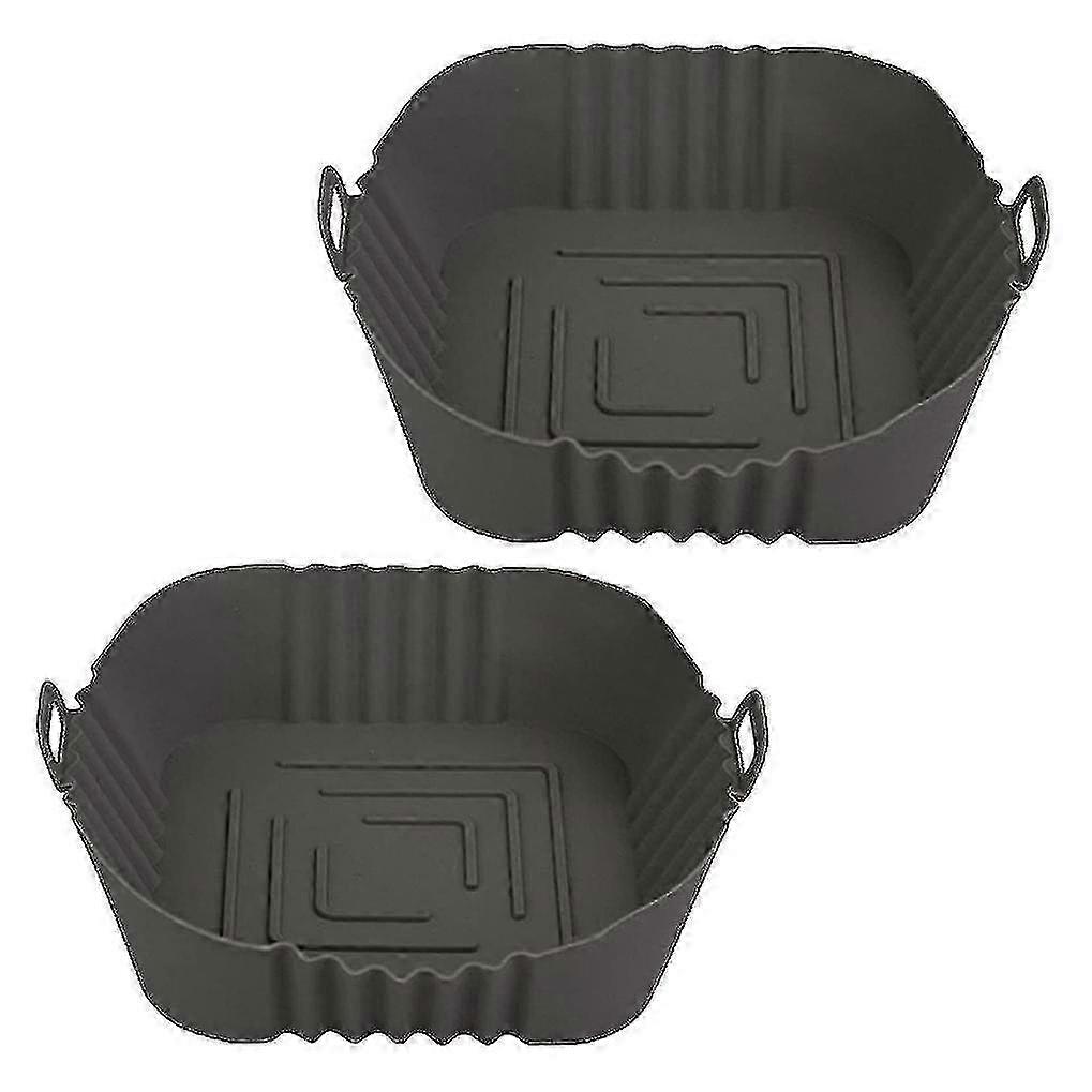 Silicone Pot for Fryers - 8.5inch Reusable Square Fryer Liners, Silicone (2 X Gray), Easy Clean, Frying Accessory