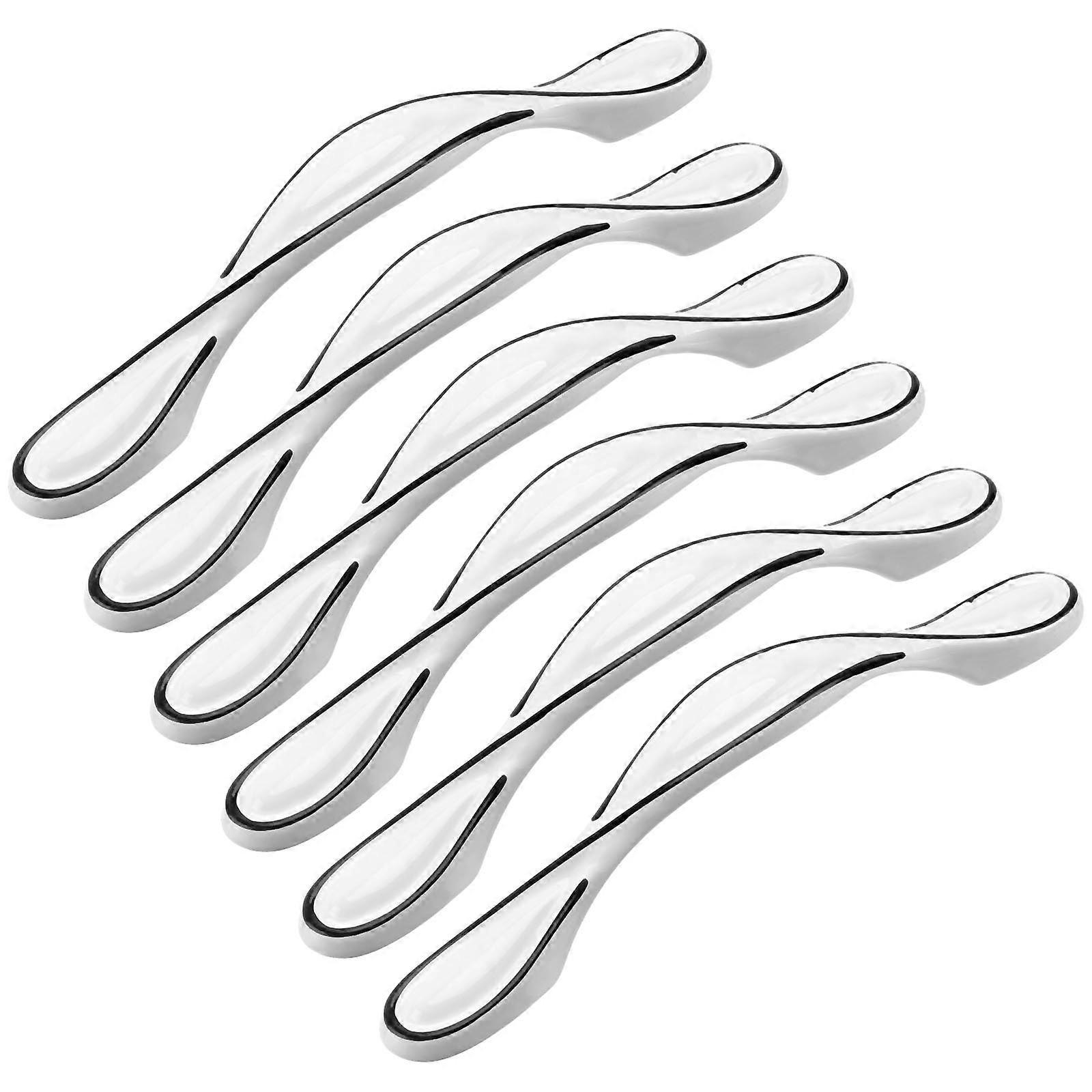 White Aluminum Alloy Door Handles for Home Use Easy to Install 6 Pieces