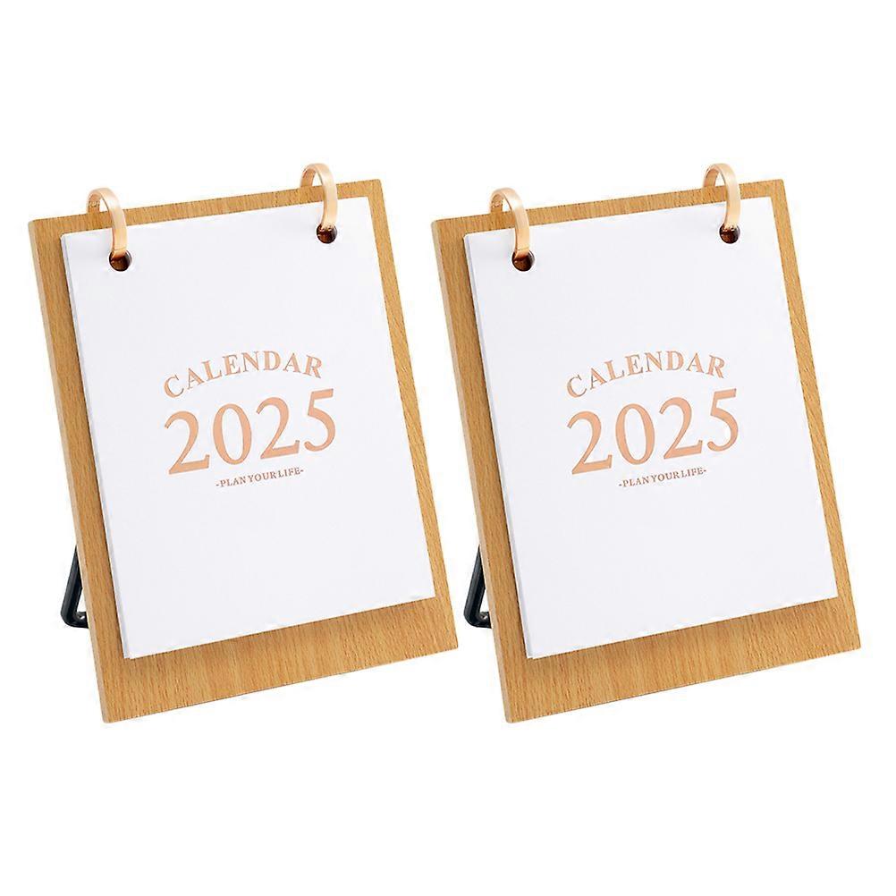 Flip Classroom Calendar Standing Desk Calendar Home Decor Iron Material Year 2025 Monthly Overview 2Pcs