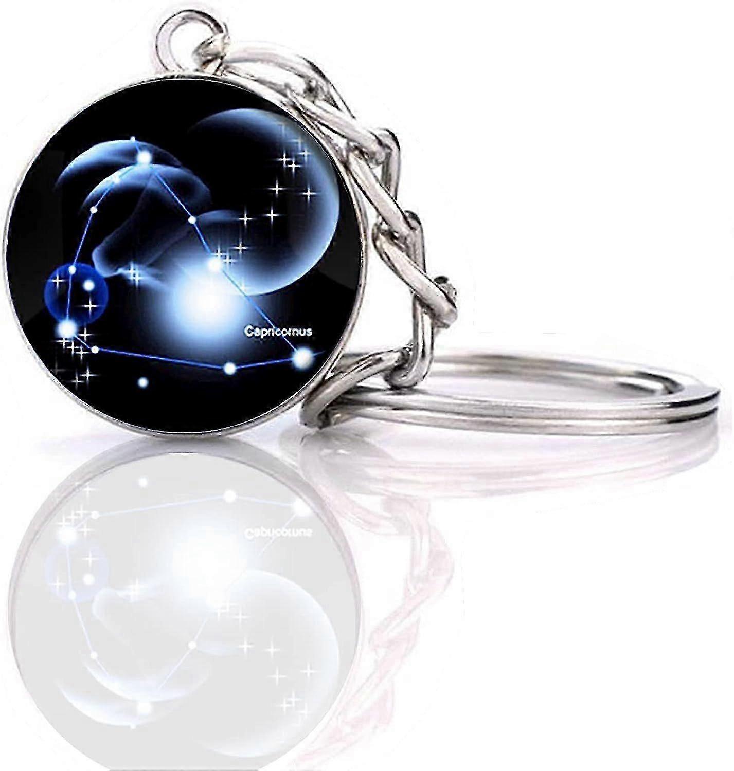 12 Constellation Glow In The Dark Galaxy Keychain - Capricorn