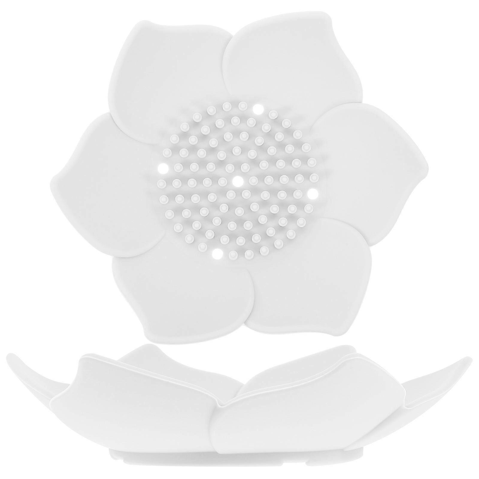 Cute Multi-Function Soap Dish Holder Bathroom Counter Tray Water Draining 2Pcs