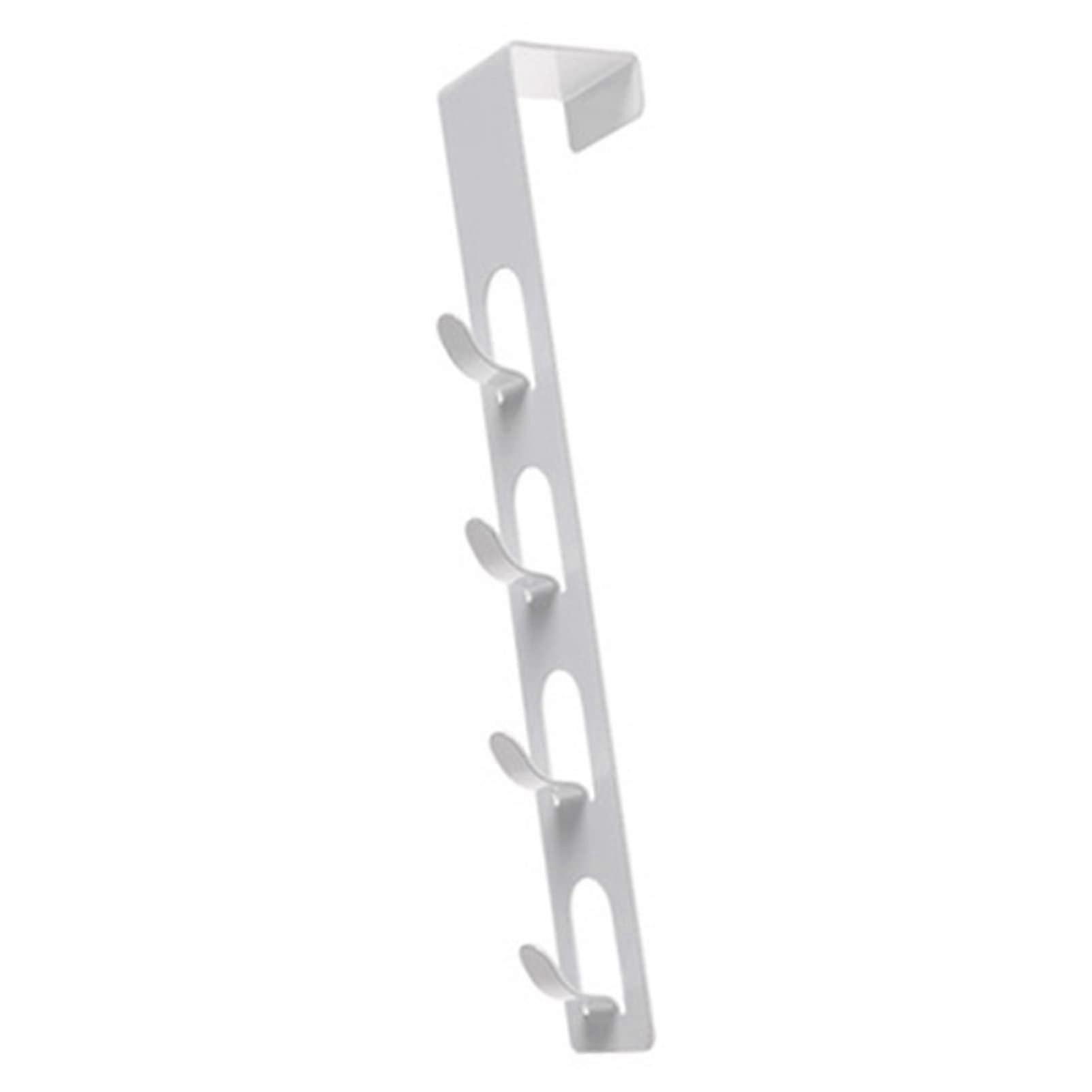 Over The Door Hook 4-Layer Space-Saving Vertical Iron Coat Rack, Door Shelf Organizer for Hats, Bags, Keys - White