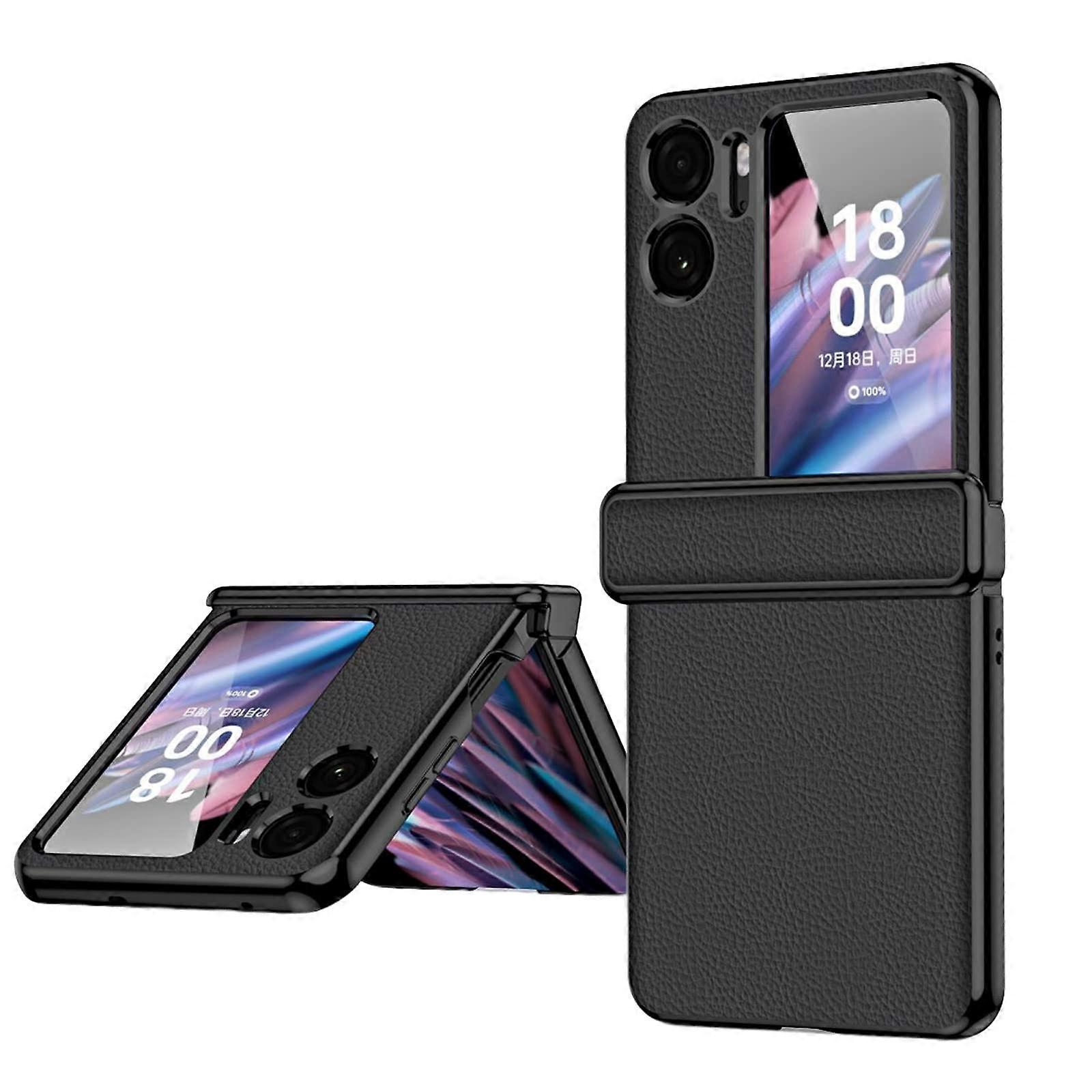 Leather Case for Oppo Find N2 Flip with Hinge Protection, Hard PC Shell