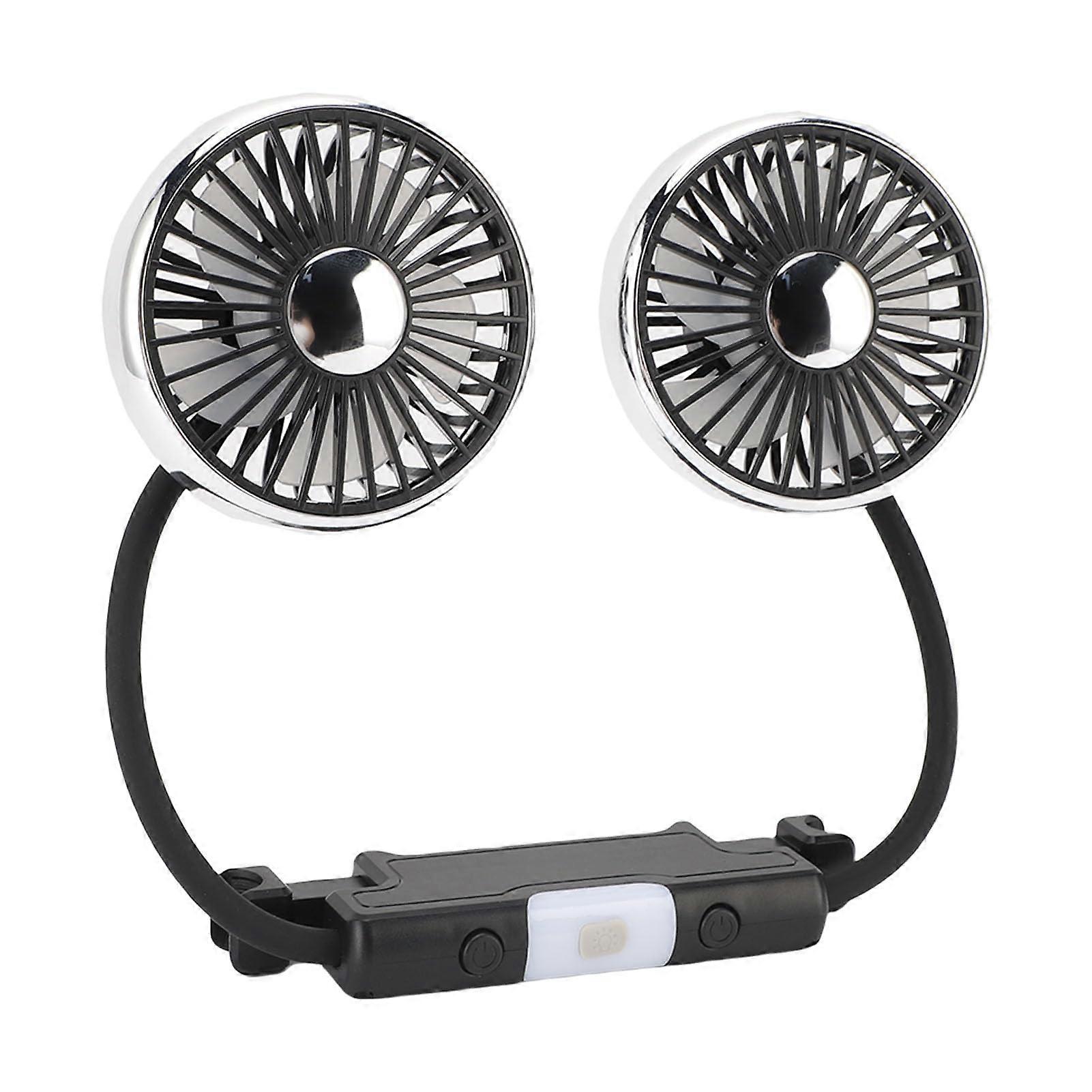 performance Dual USB Car Fan 3Speed Swivel Neck Cooling Fan 360 Degree Rotatable DC 5V for Vehicle SUV RV
