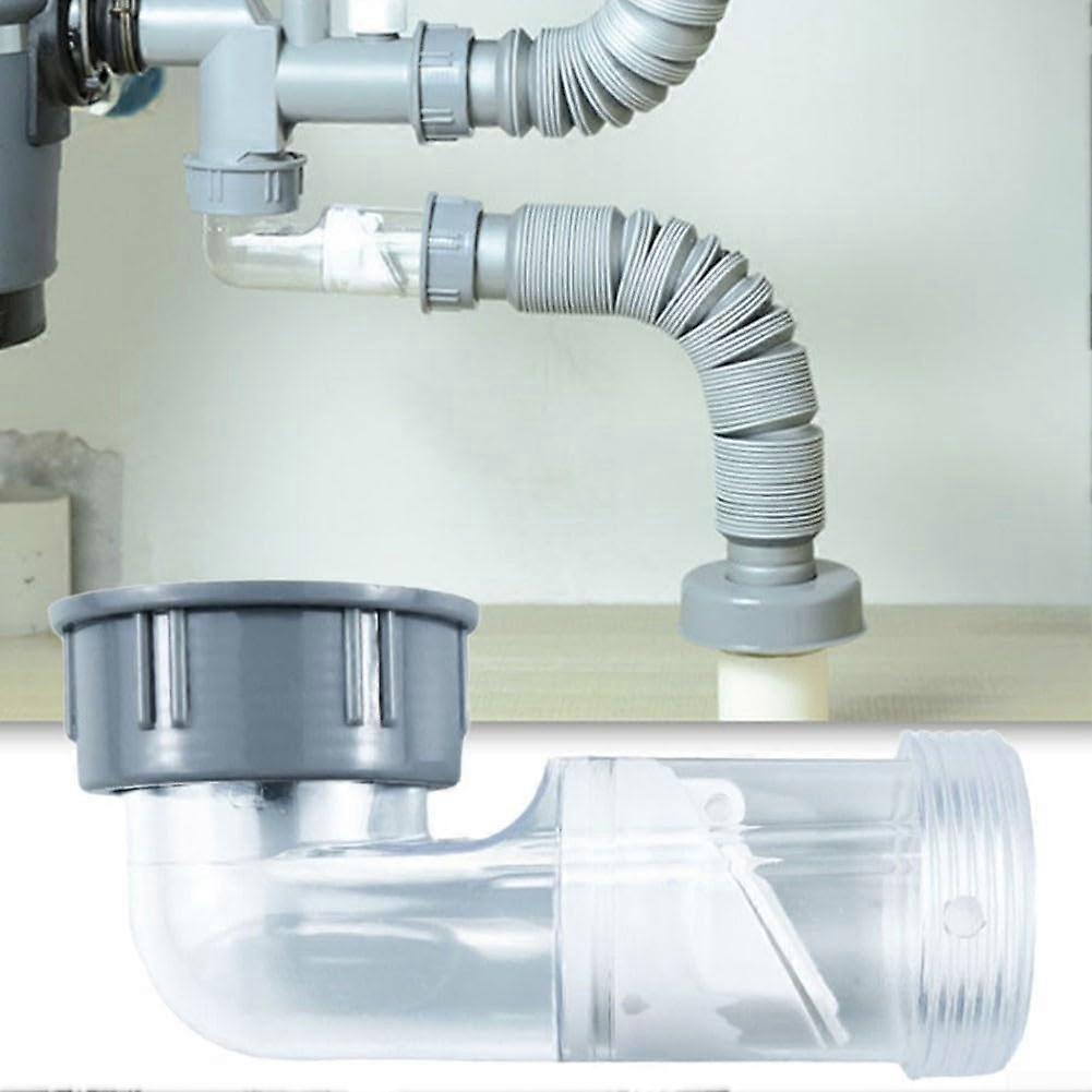 Drain Hose Odor Resistant Clear Deodorizing Elbow Check Valve Side Drain Pipe Kitchen Bathroom 45mm