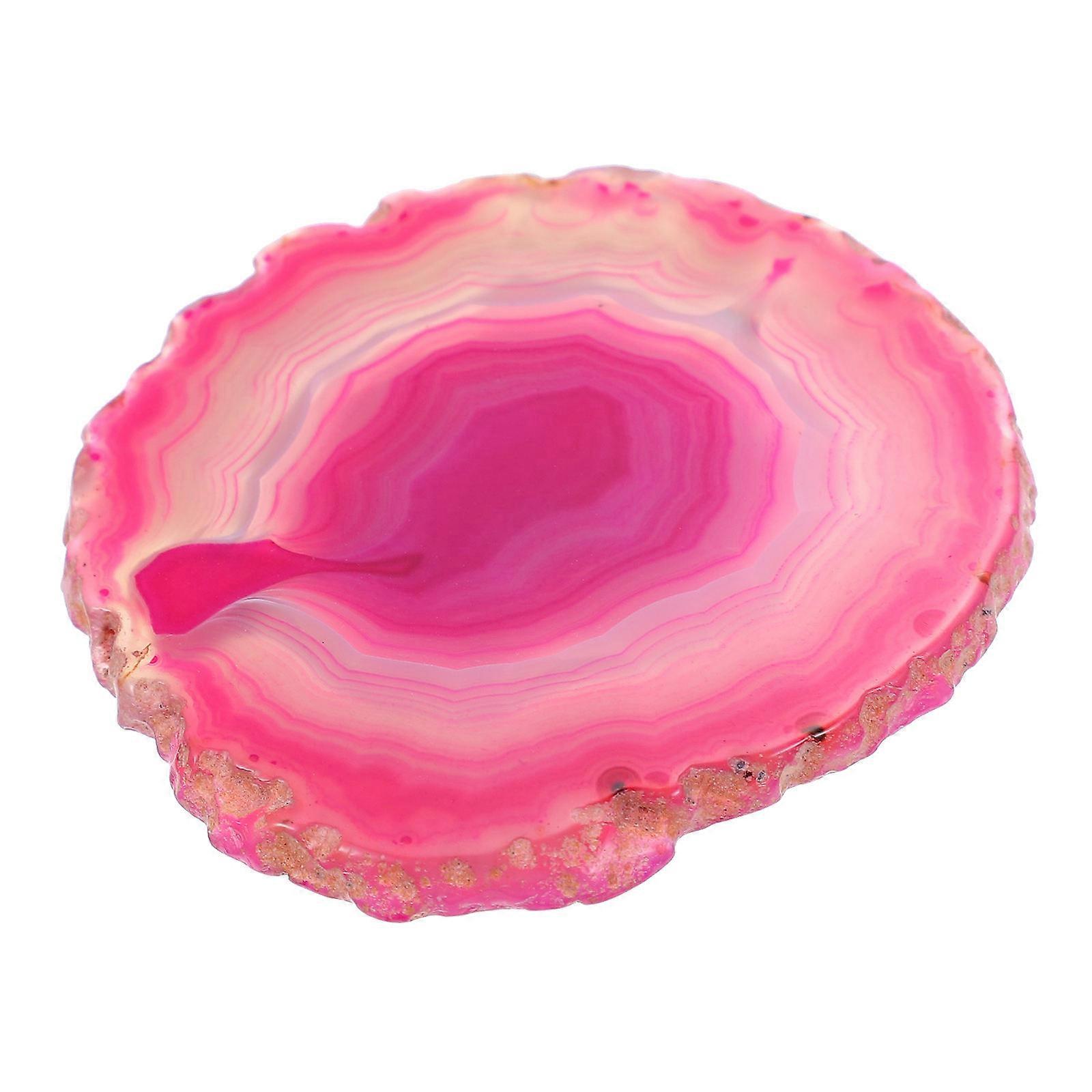 Rosy Round Agate Cup Mat Coaster 1Set For Beverage Heat Resistance Non-Slip Suitable For All Occasions