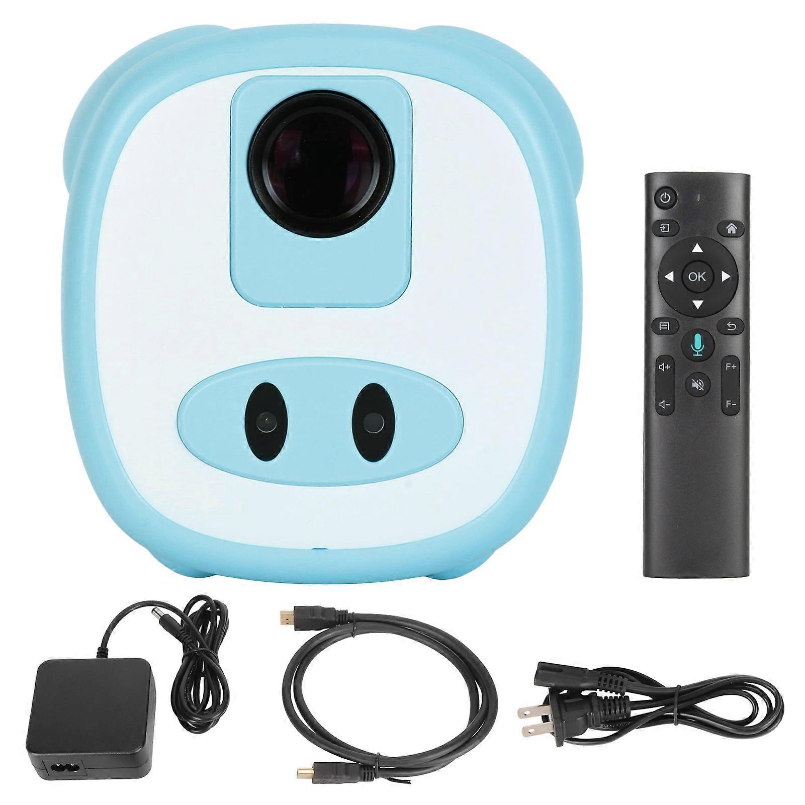 Mini Portable 1080P HD Projector for Android 9.0 with Bluetooth & WiFi - Blue US Plug