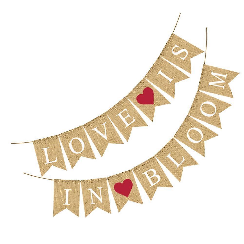 Wedding Party Supply Love Is Banner Swallowtail Shape Linen Material Decorative 1Set