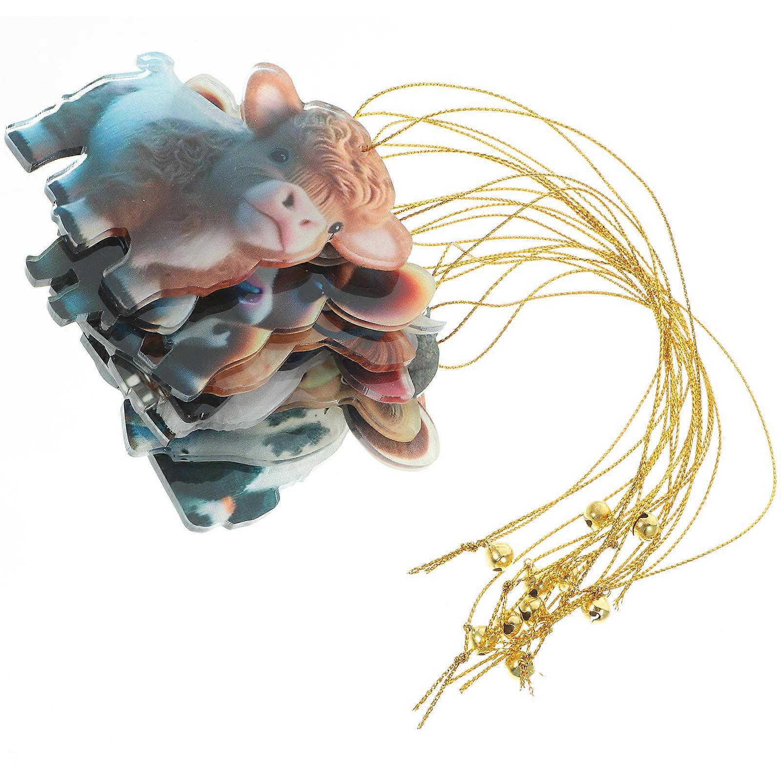 10pcs Cartoon Highland Cow Christmas Tree Hanging Decorations – Small Compact Ornaments for Holiday Home Party Garden Use