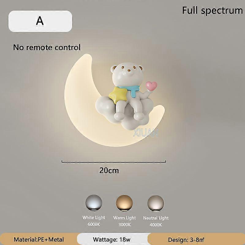 מנורת קיר ירח רומנטית לילד ילדים חדר שינה ליד המיטה תאורה מקורה חיה מצוירת מלאך ילדה דוב קיר אור הגנה על העיניים