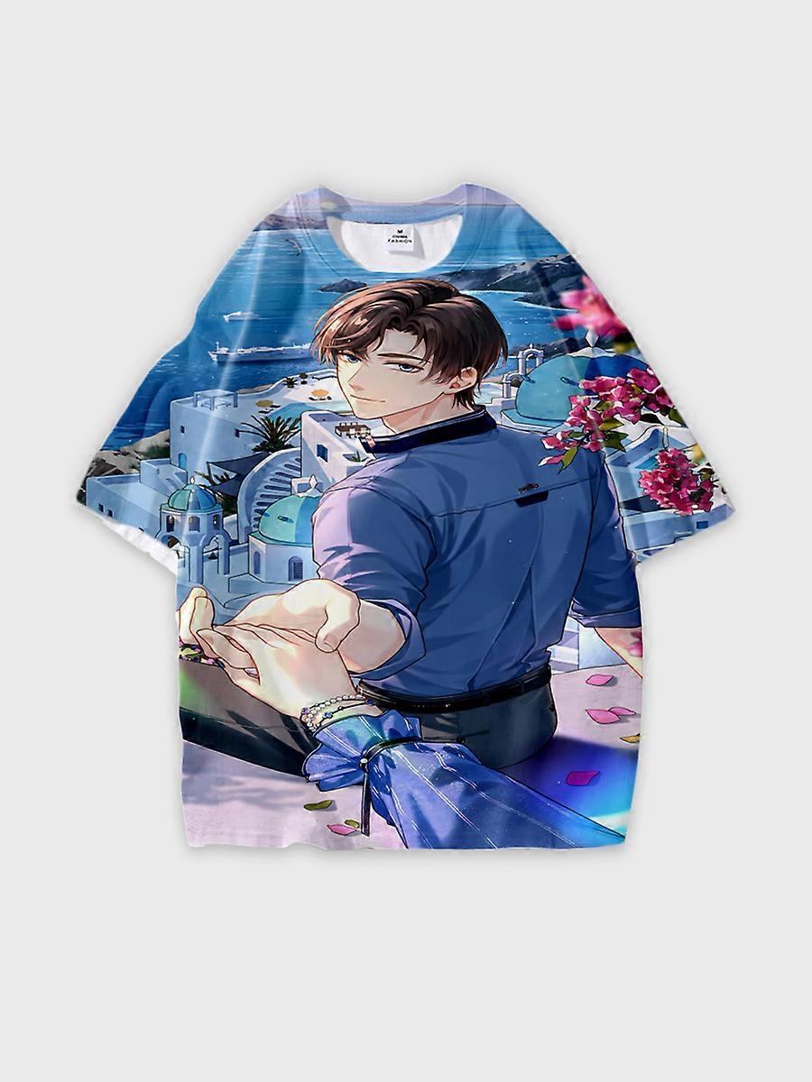 T-shirt round neck Role Pattern loose short sleeve E3133