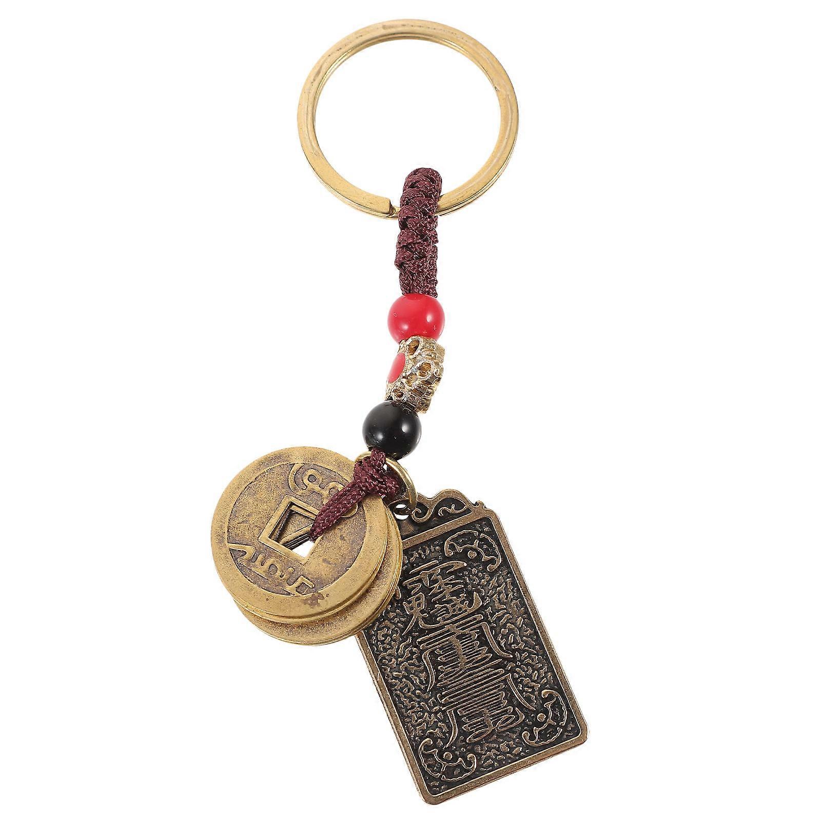 Taisui Amulet Keychain Chinese Design Bag Hanging Accessory Keyring