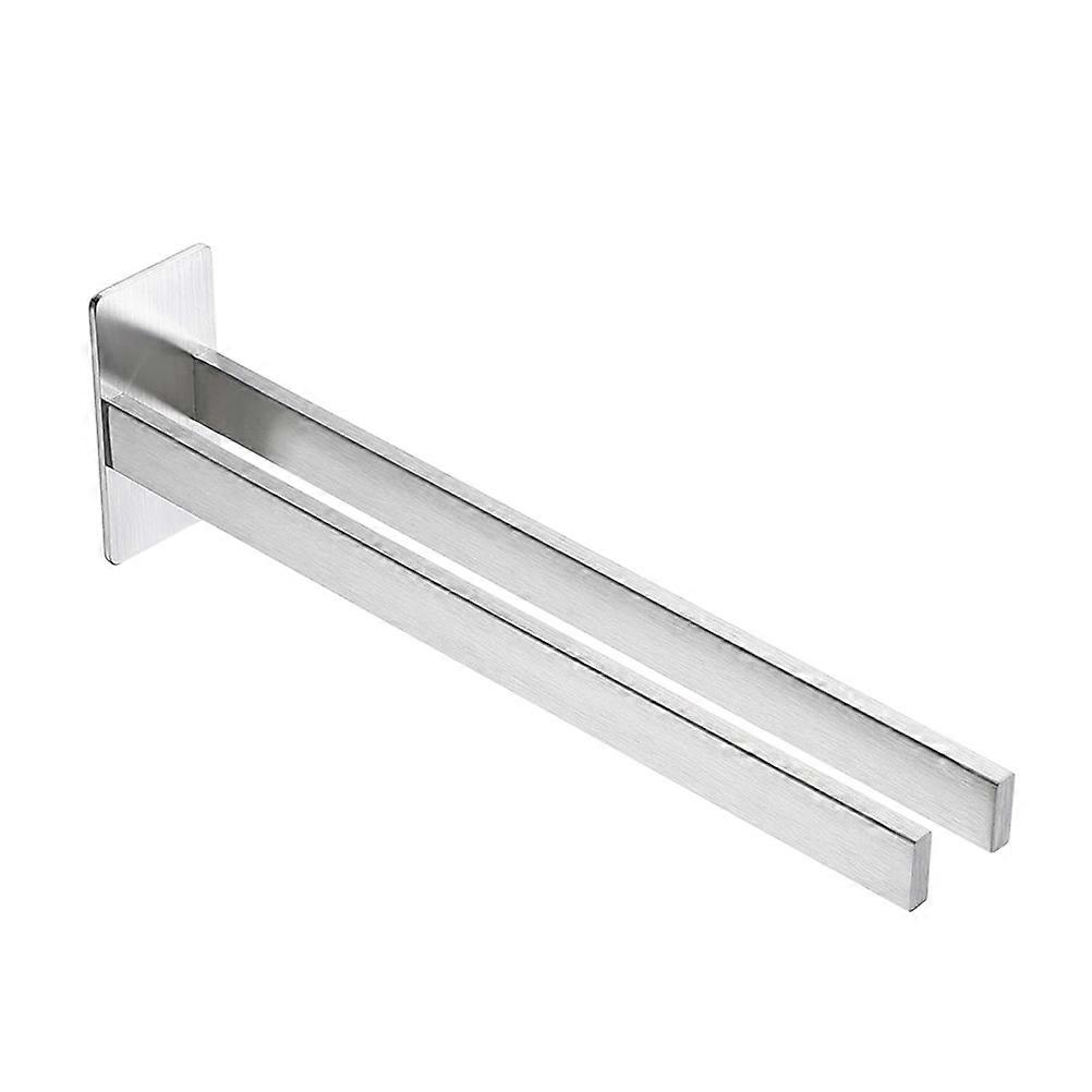 Stainless Steel Towel Rack for Home Use Silver Double Bars Punch Free Design