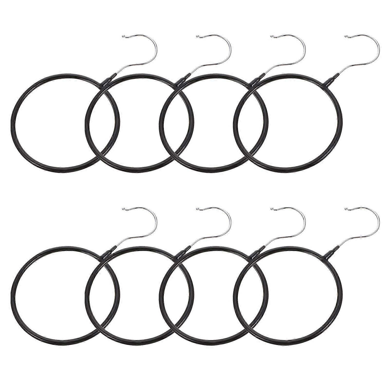 8pcs Circle Scarf Hanger Tie Belt Organizer for Storage Use Black Iron and PVC